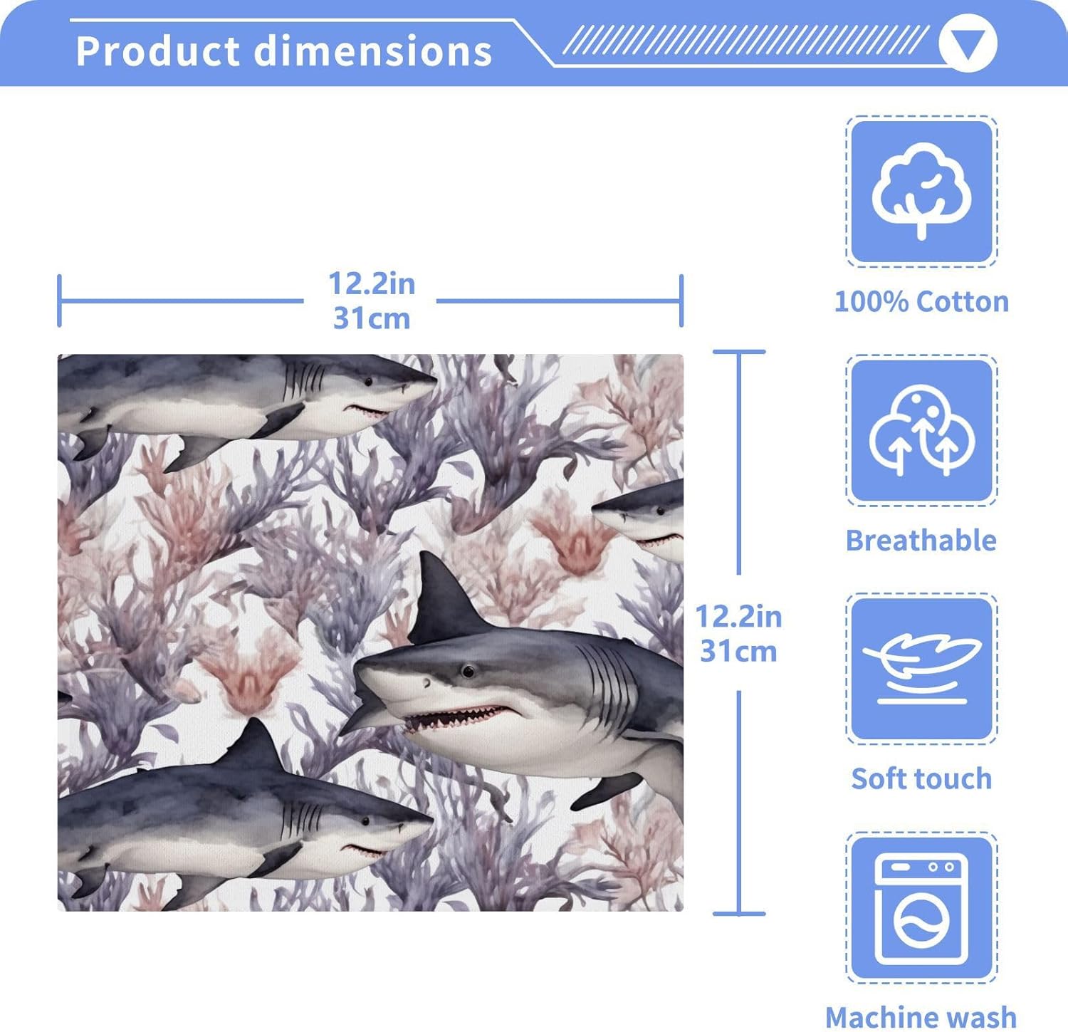 Perfect Family Shark Washcloth 2-Pack for Bath Gym and More