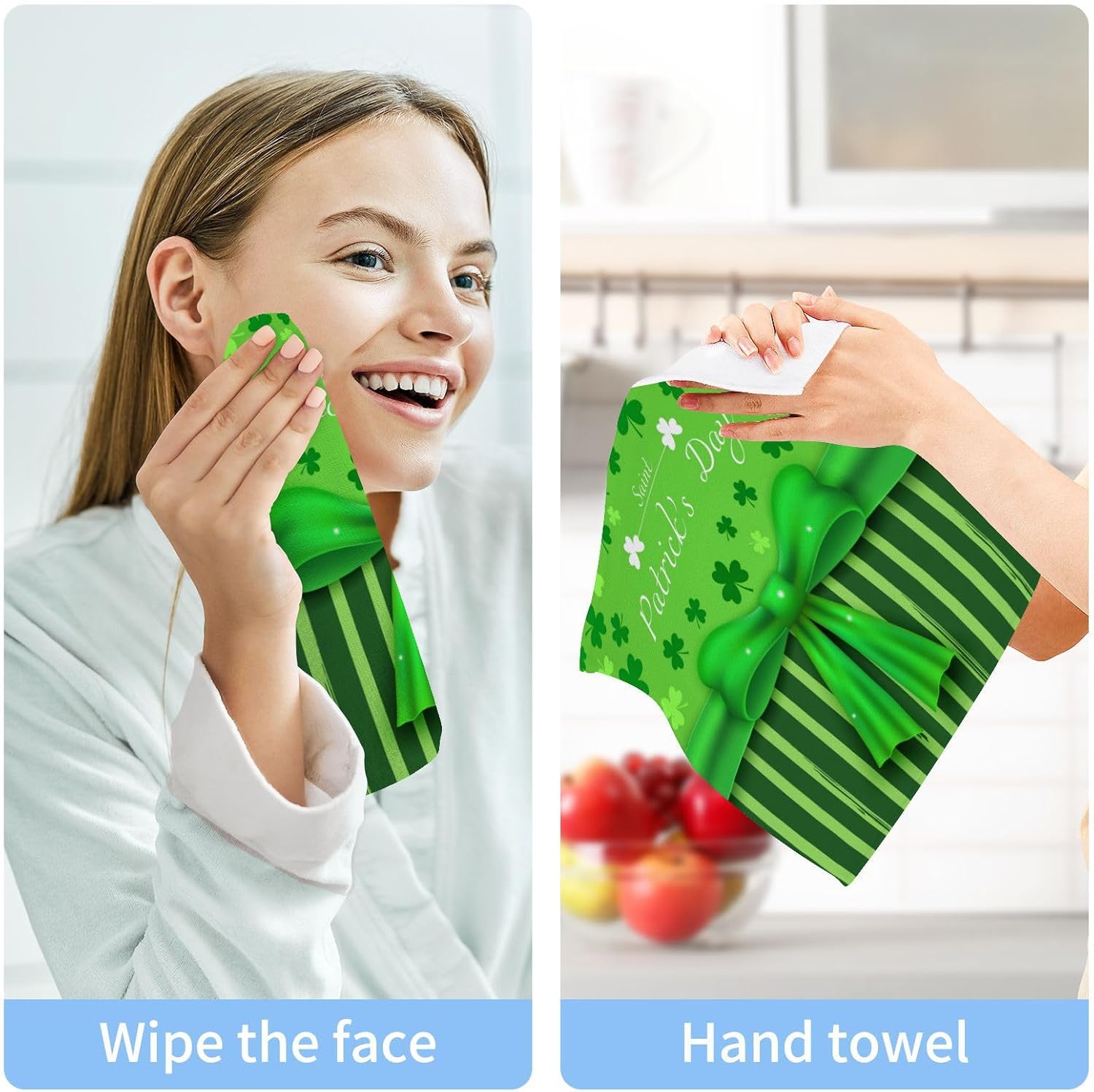 St Patricks Day Clover Washcloths - Soft Absorbent Reusable