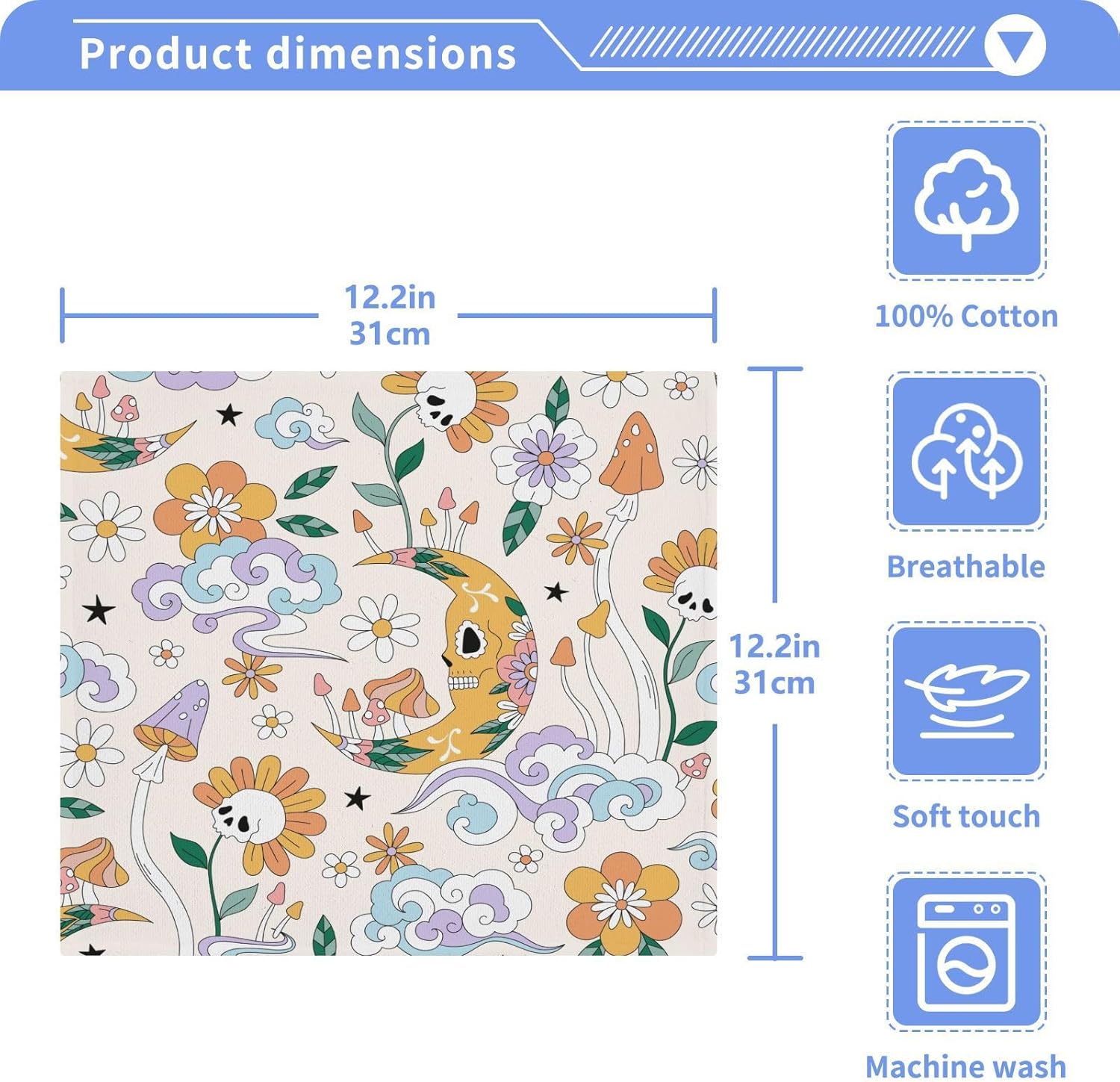 Halloween Skull Baby Face Towels Reusable Washcloths for Babies and Kids