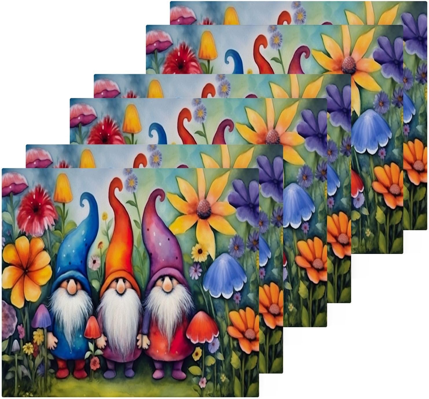 Flower Gnome Washcloth Set Reusable Soft and Absorbent