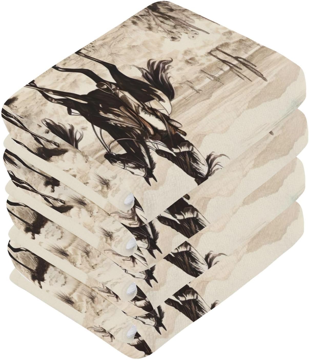 Desert Cowboy Washcloth Set 12x12 Soft Cotton Face Towels