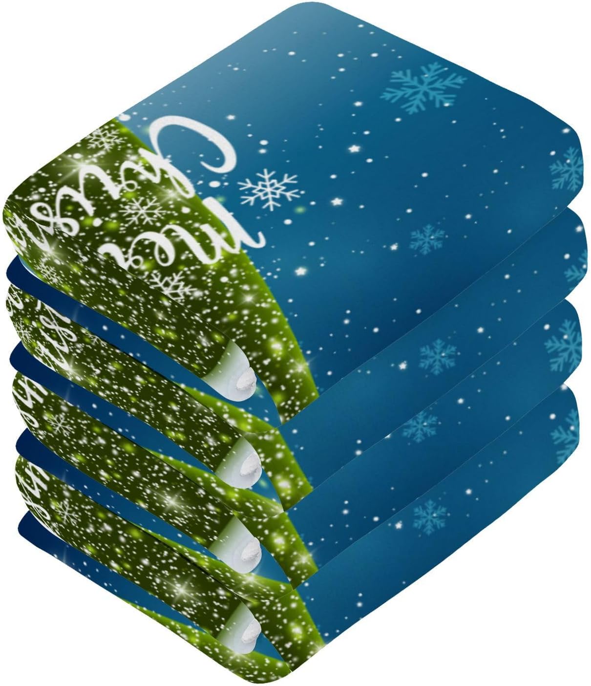 YETTASBIN Christmas Tree Washcloths 2 Pack