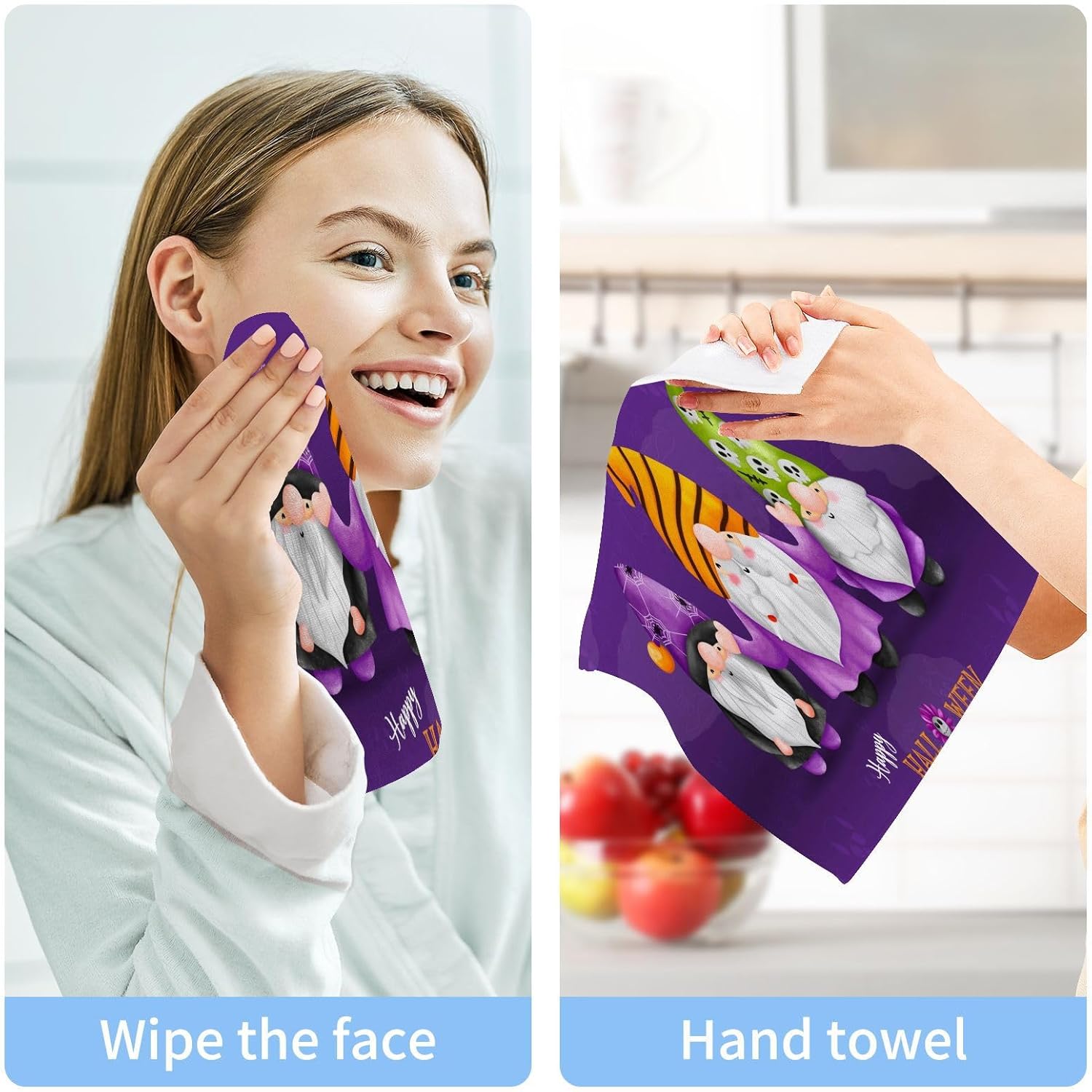 Halloween Gnome Washcloth Set 2-Piece Soft Reusable