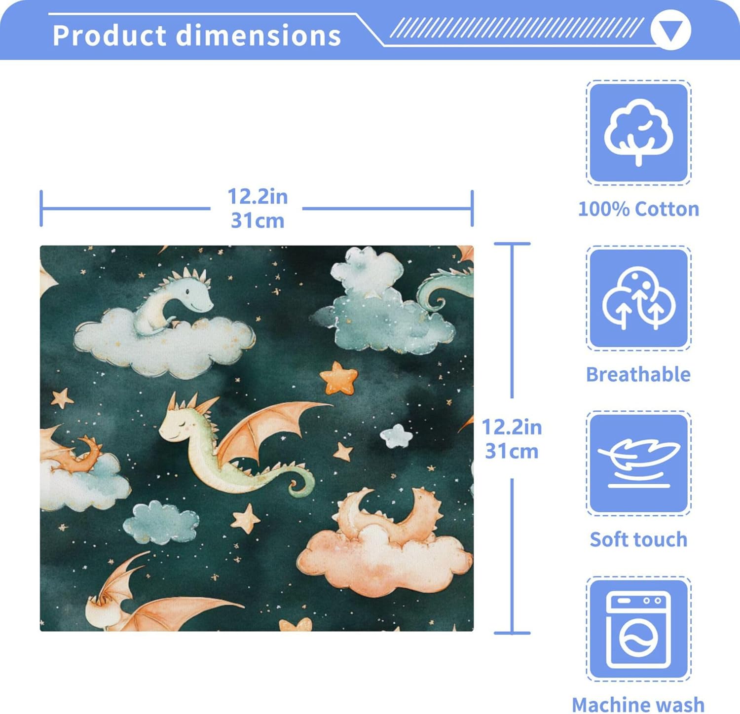 Xigua Cute Dragons Washcloth Set