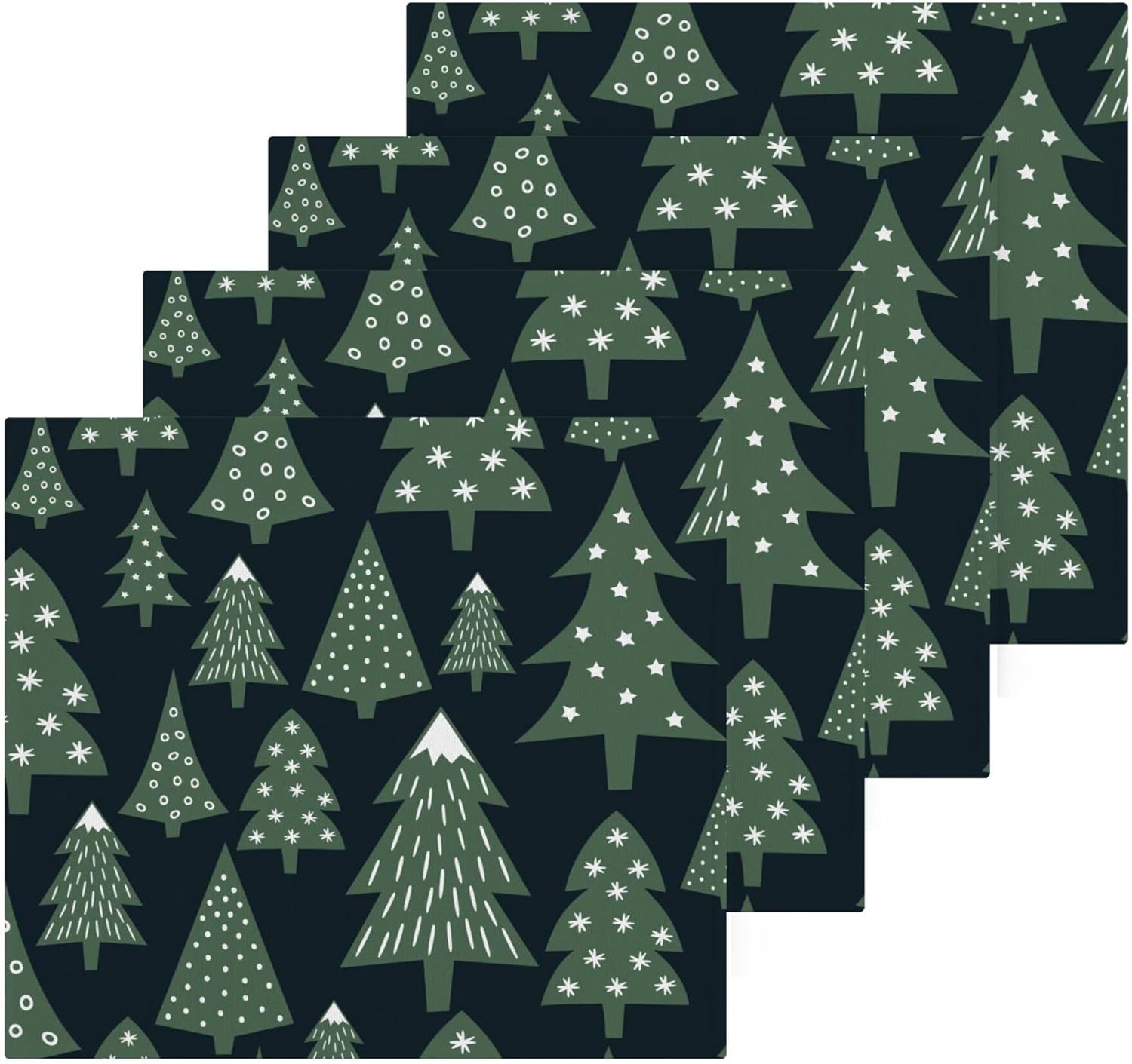 Xigua Christmas Tree Washcloth Set 2-12x12 Fast Drying Ultra Soft Machine Washable