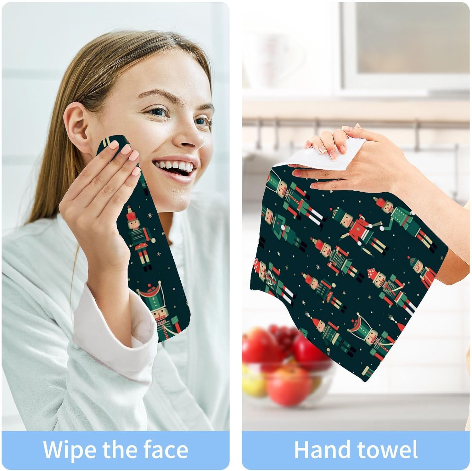 YETTASBIN Christmas Nutcrackers Washcloths 2 Pack 1