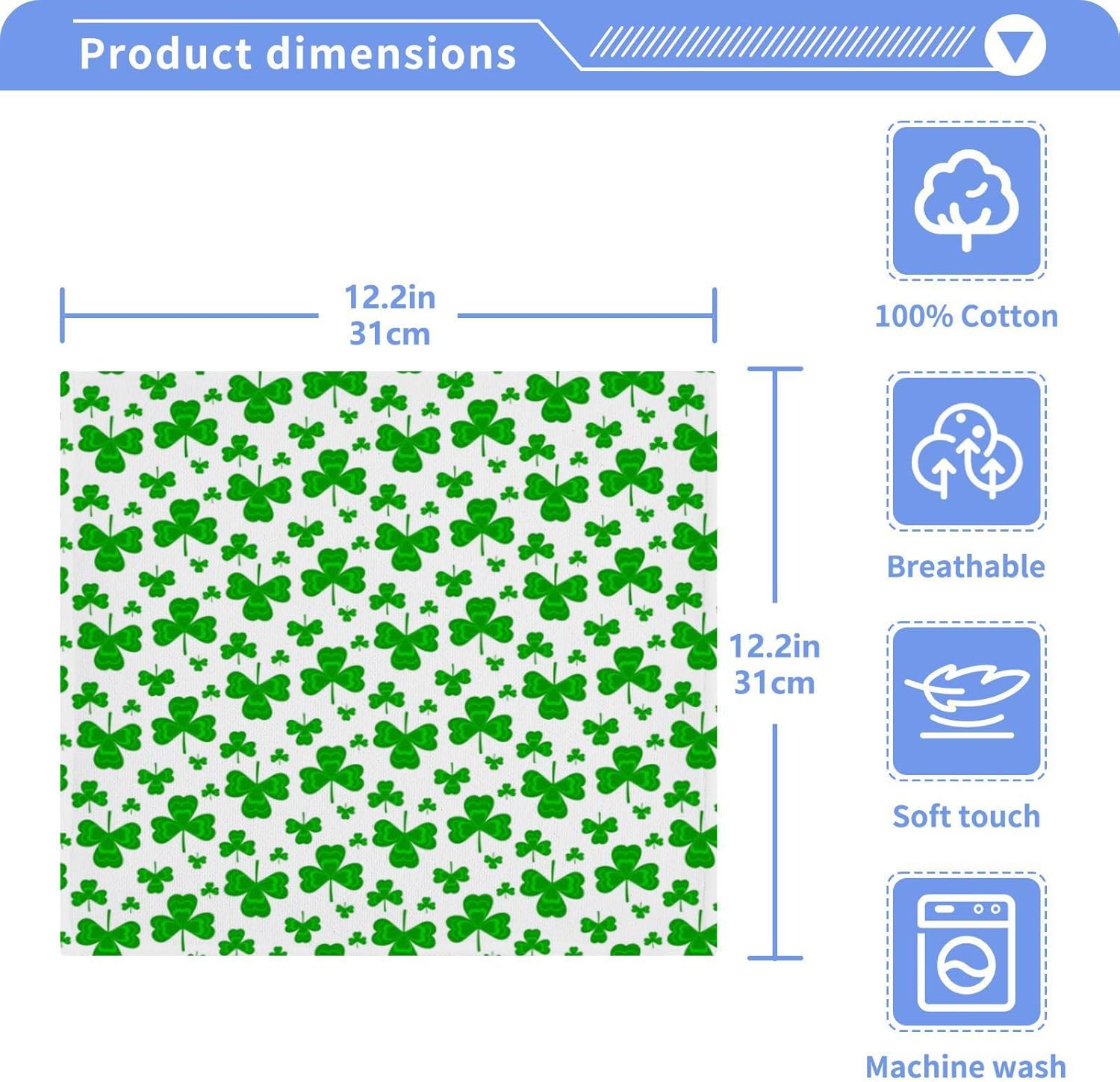 St Patricks Day Clover Washcloth Set 2-Pack