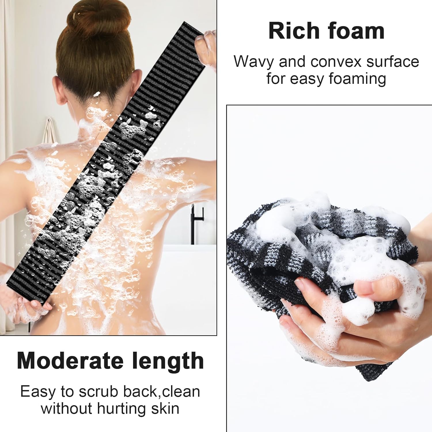 2pcs Exfoliating Washcloth Shower Towel for Body and Back Scrubbing