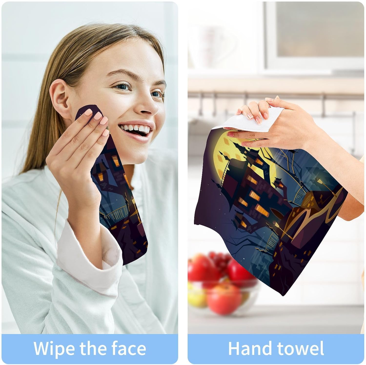 Yettasbin Halloween Washcloths 2 Pack Bath Towels