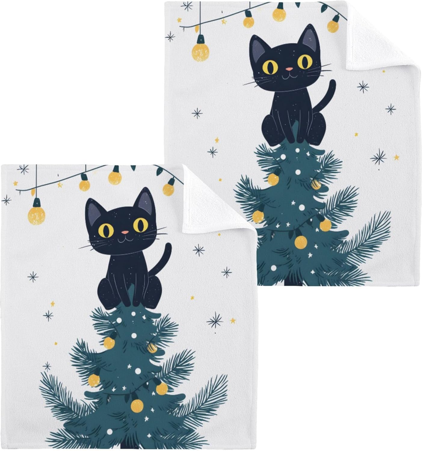 Xigua Christmas Tree Multi-Purpose Cat Washcloth Set of 2-12