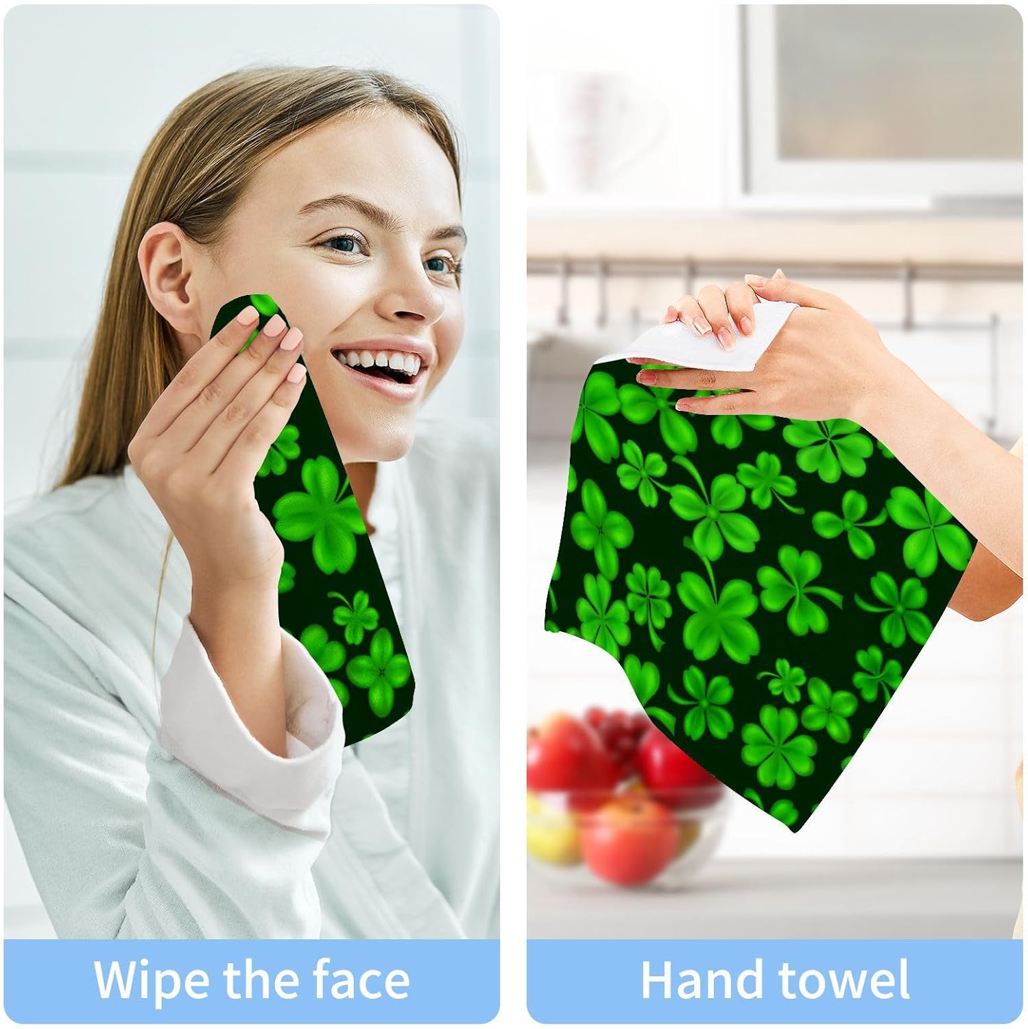 St Patricks Clover Washcloth Set