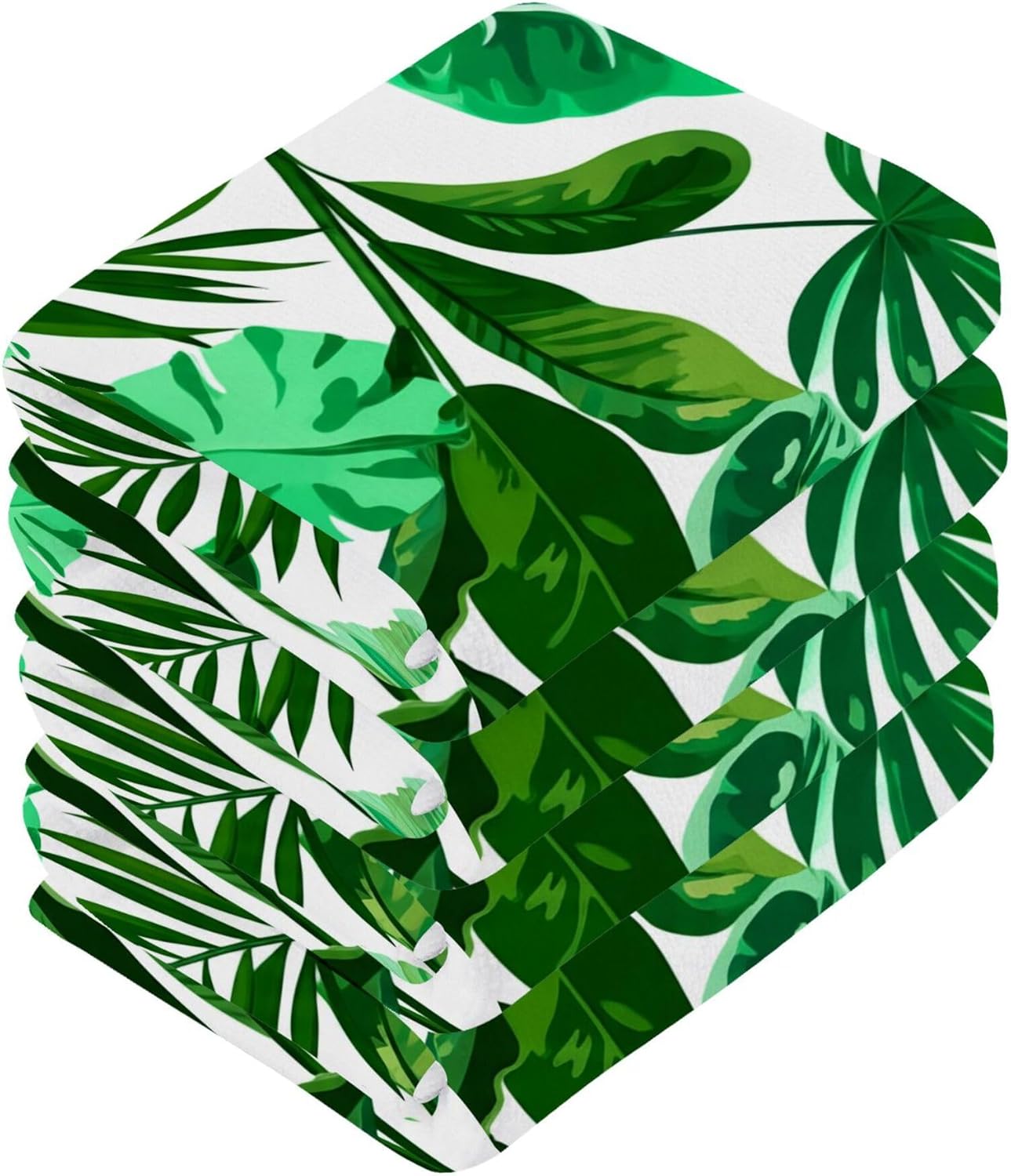 Tropical Green Palm Pure Cotton Washcloths 2-Pack