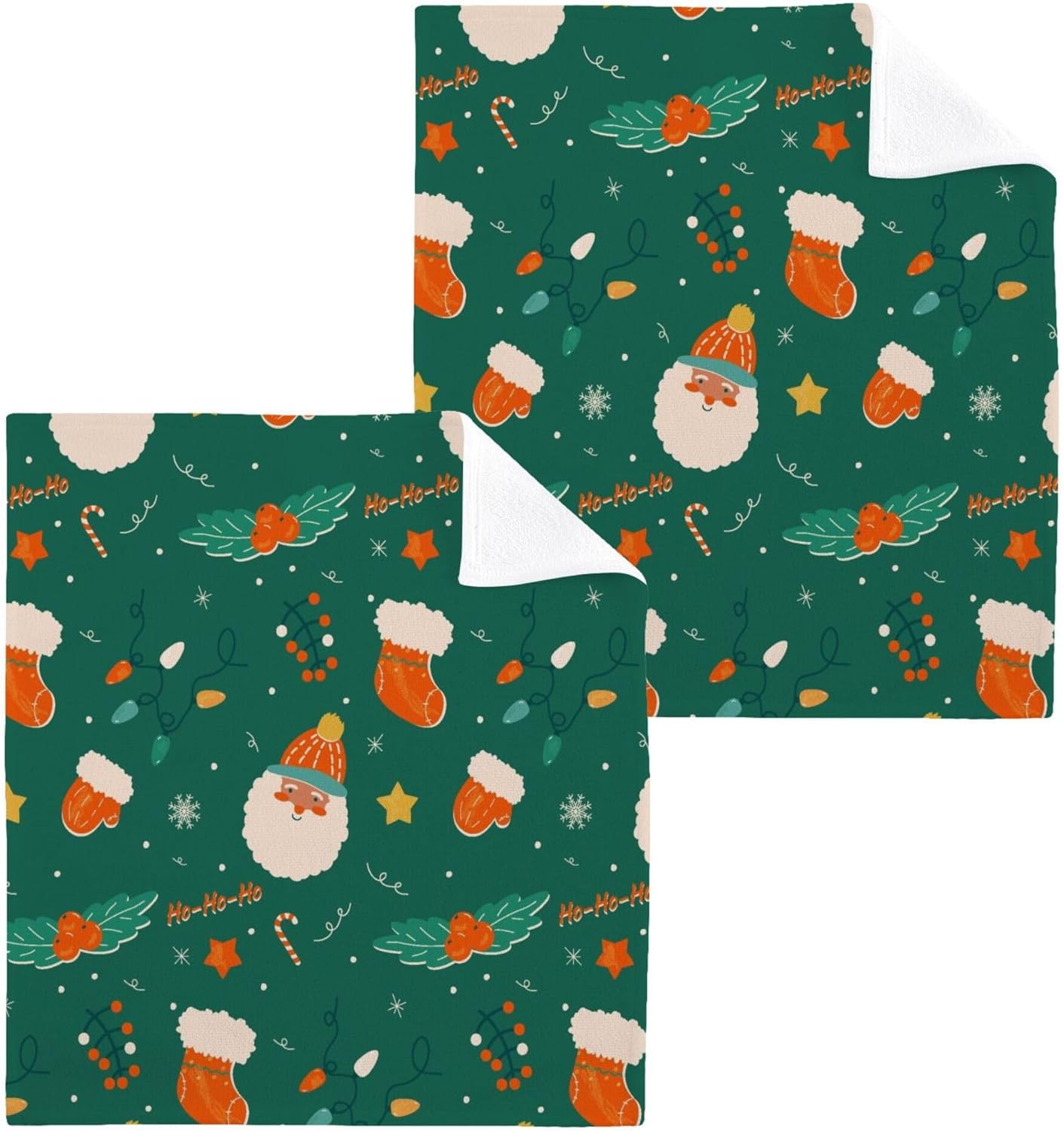 Xigua Santa Claus Green Washcloth Set for Holiday Use