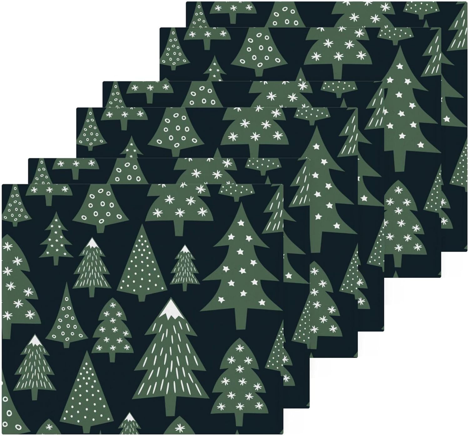 Xigua Christmas Tree Washcloth Set 2-12x12 Fast Drying Ultra Soft Machine Washable