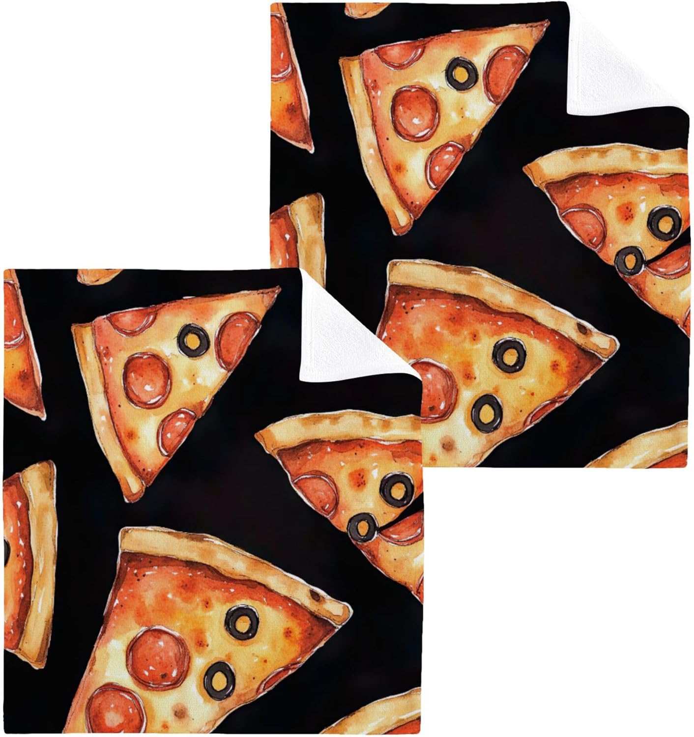 Xigua Pizza Slice Washcloth Set - Fast Dry Multi-Purpose Towels