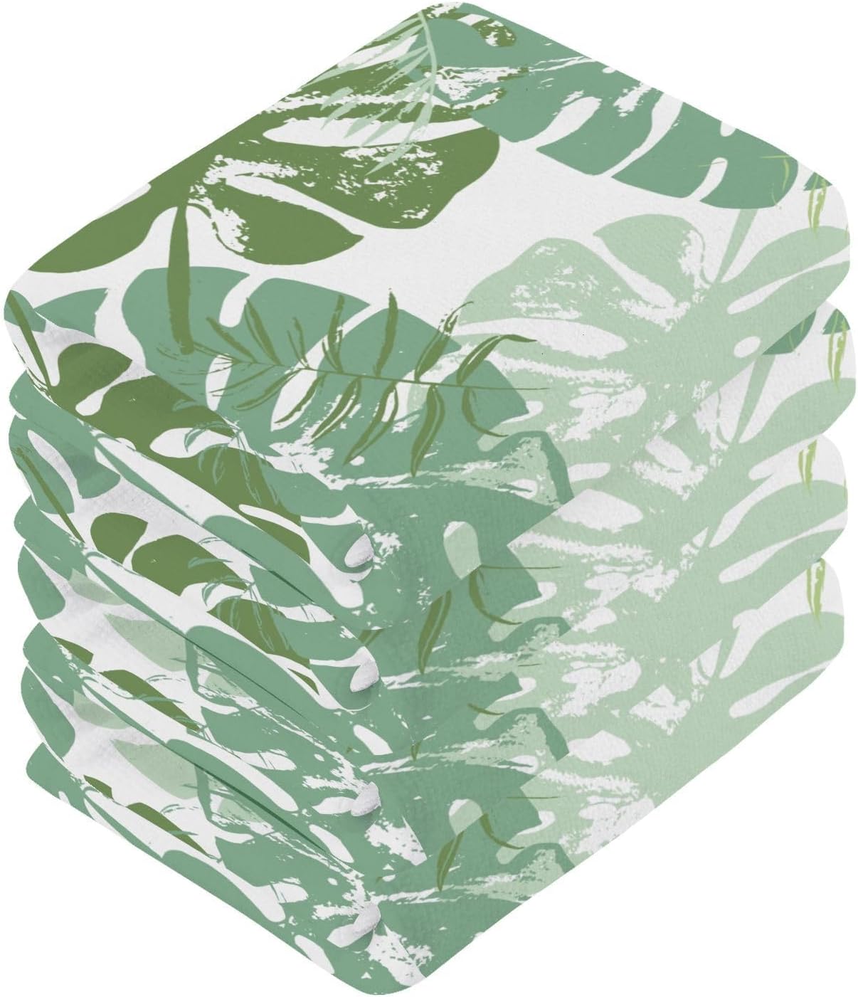 Burbuja Green Palm Leaves 100 Cotton Washcloth Set
