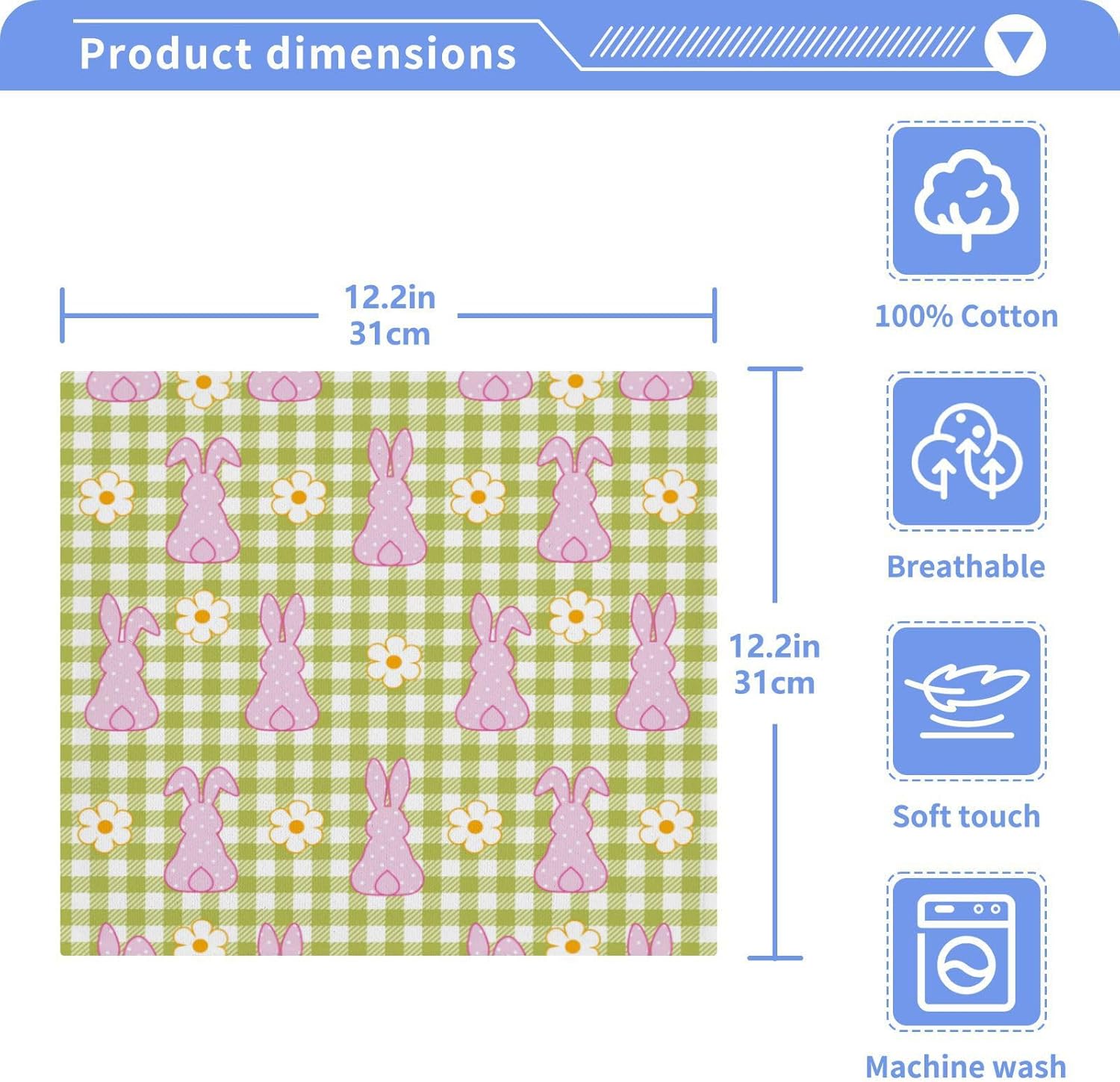 Easter Bunny Plaid Washcloths
