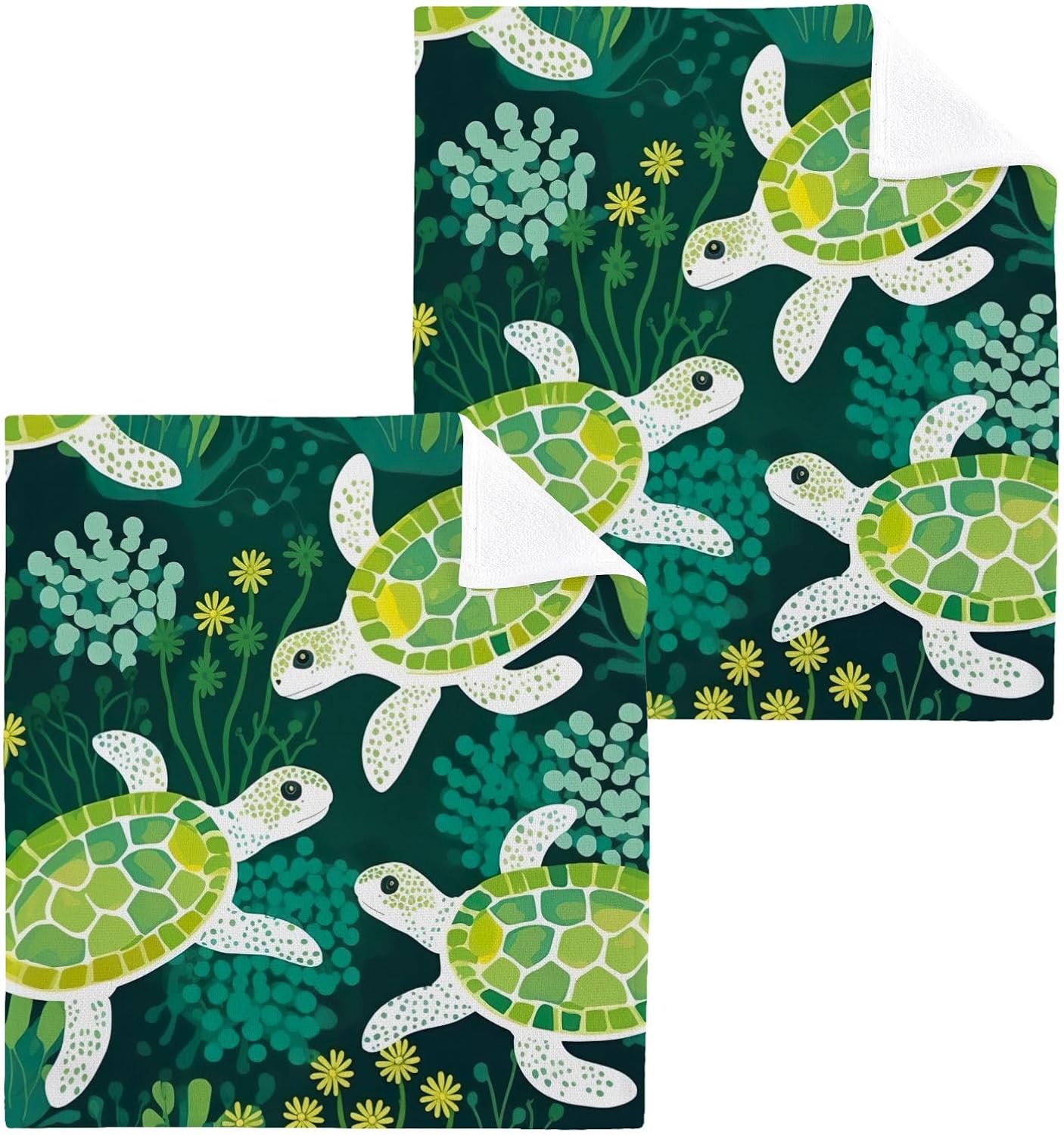 YETASBINGreen Turtle Washcloths 2 Pack