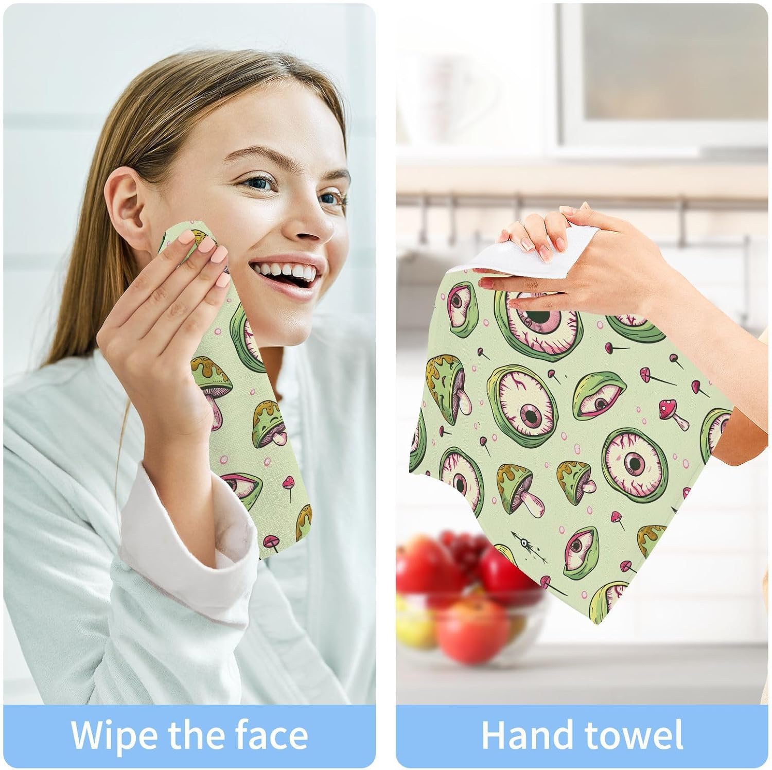 Yettasan Evil Eye Washcloths 2 Pack Soft Absorbent Bath Towels
