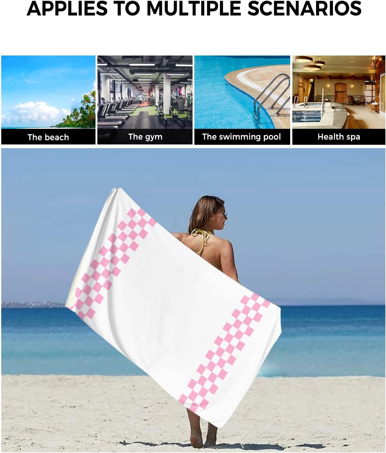 Pink Buffalo Check Towel Set Quick Dry Bath Rug