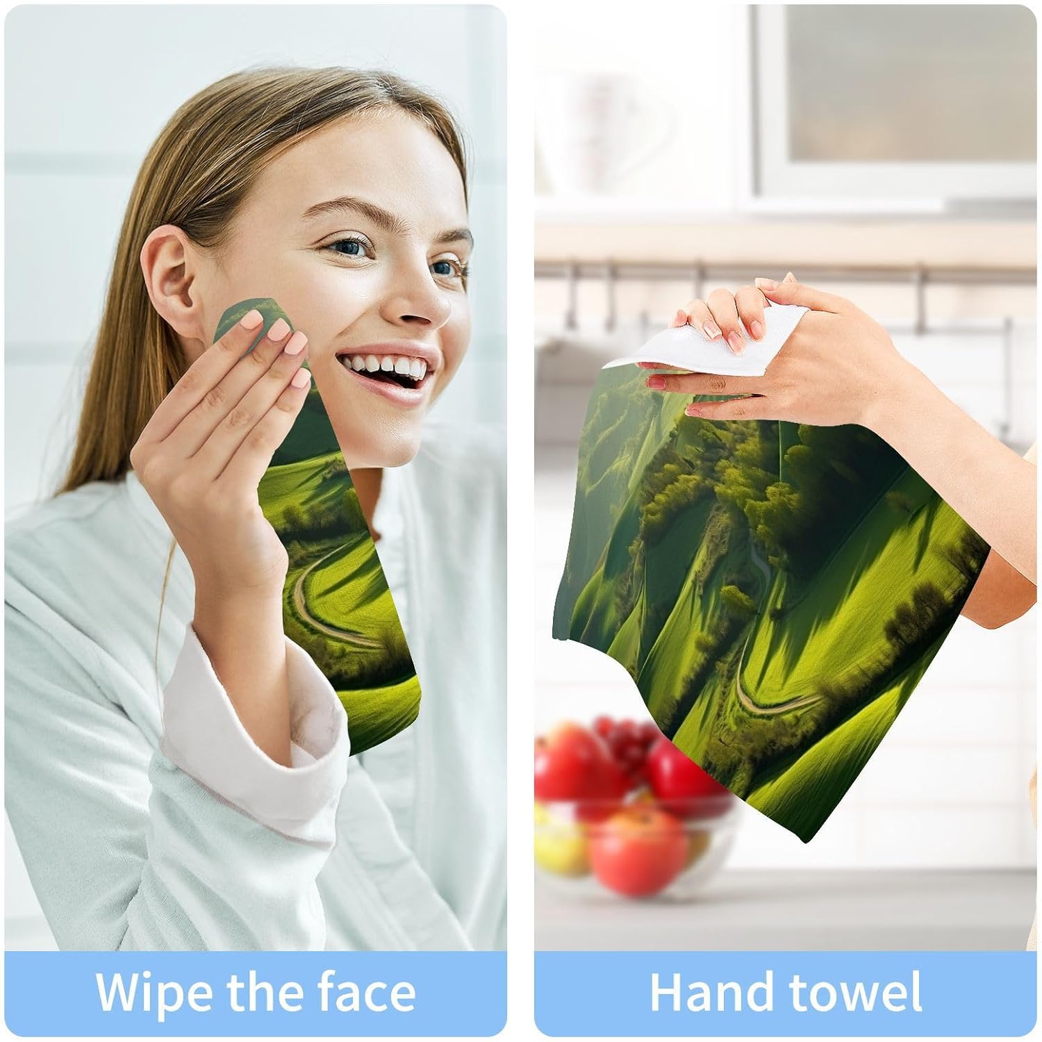 Must-Have Green Landscape Washcloth 12x12 Soft Reusable