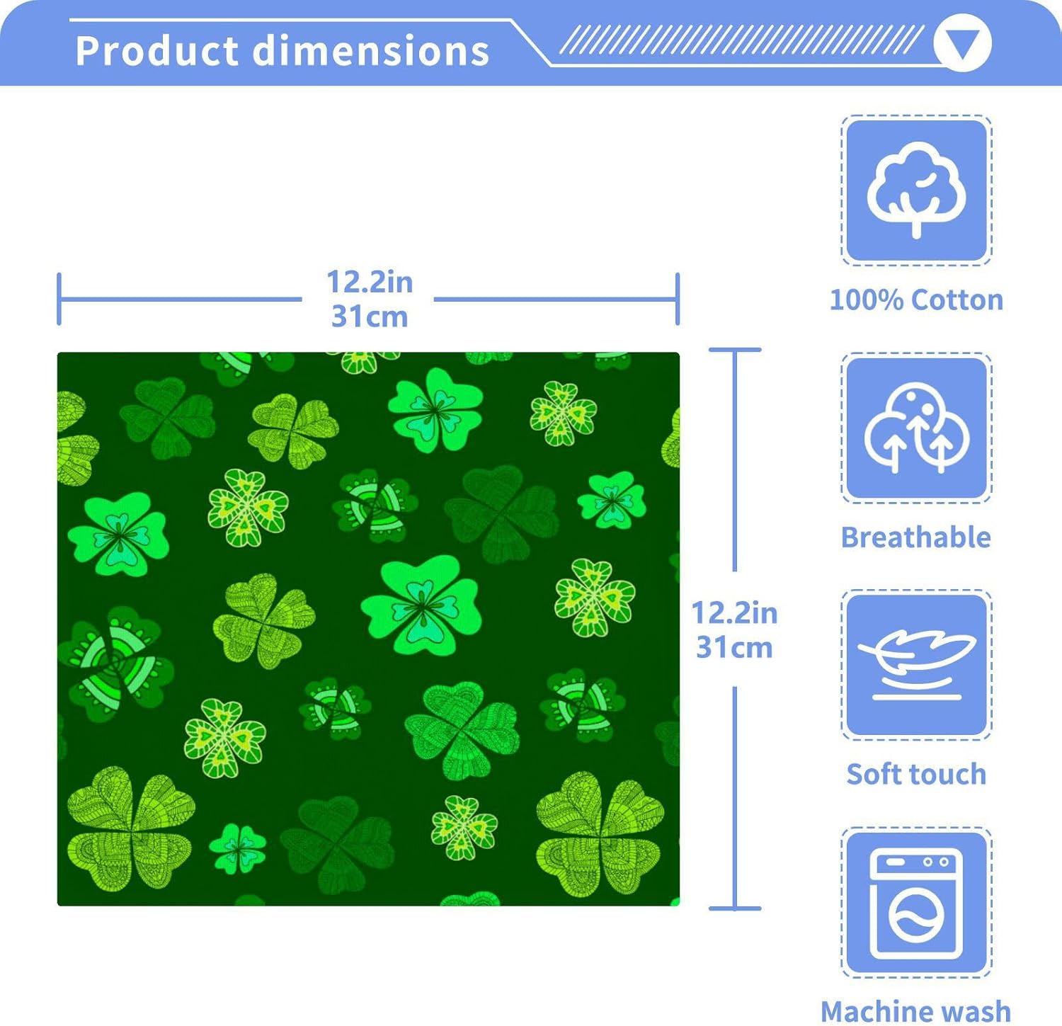 St Patricks Day Washcloths 2 Pack Soft Absorbent Cotton