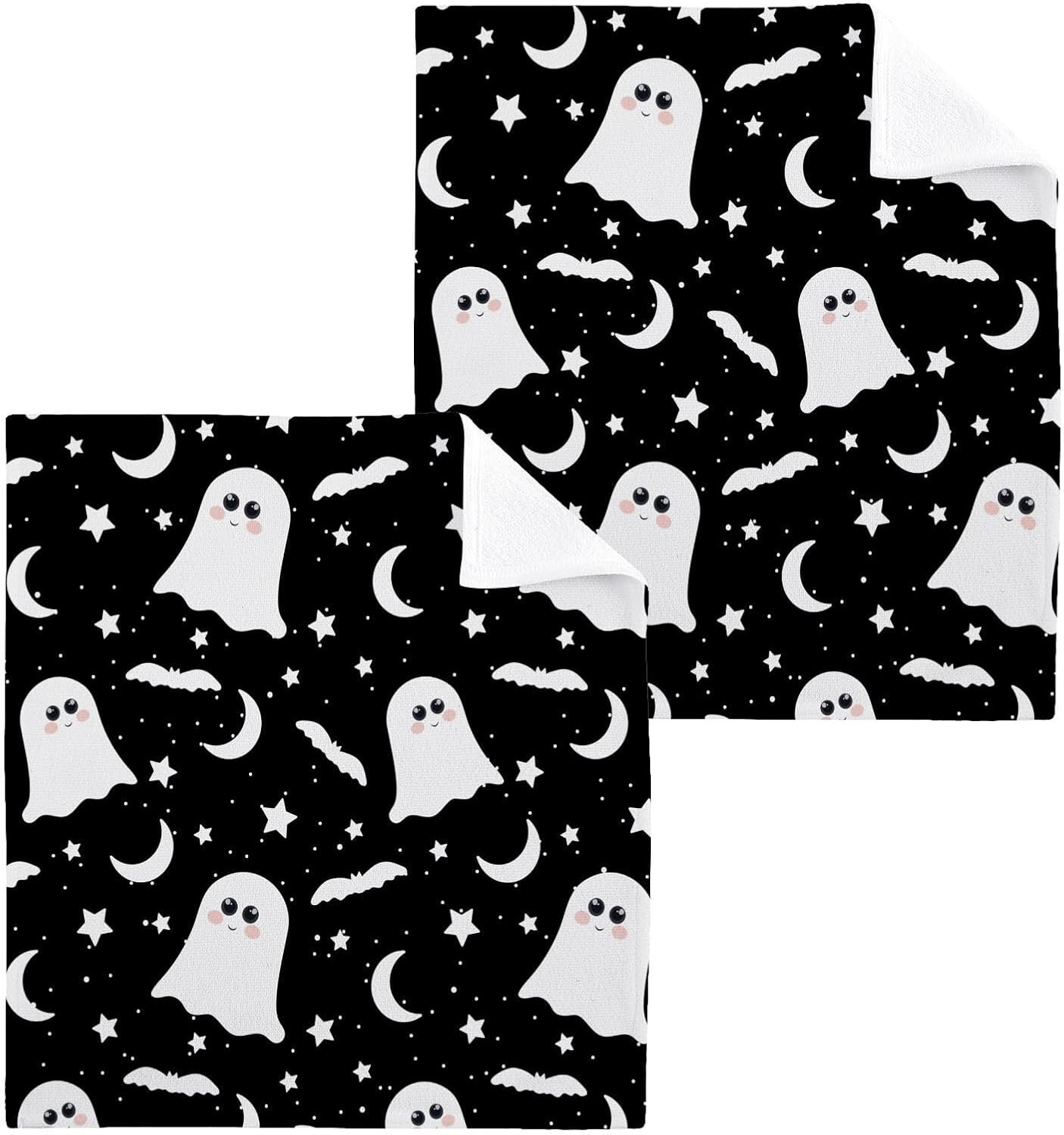 Halloween Ghost Washcloth Set - Soft Reusable Baby Face Towels