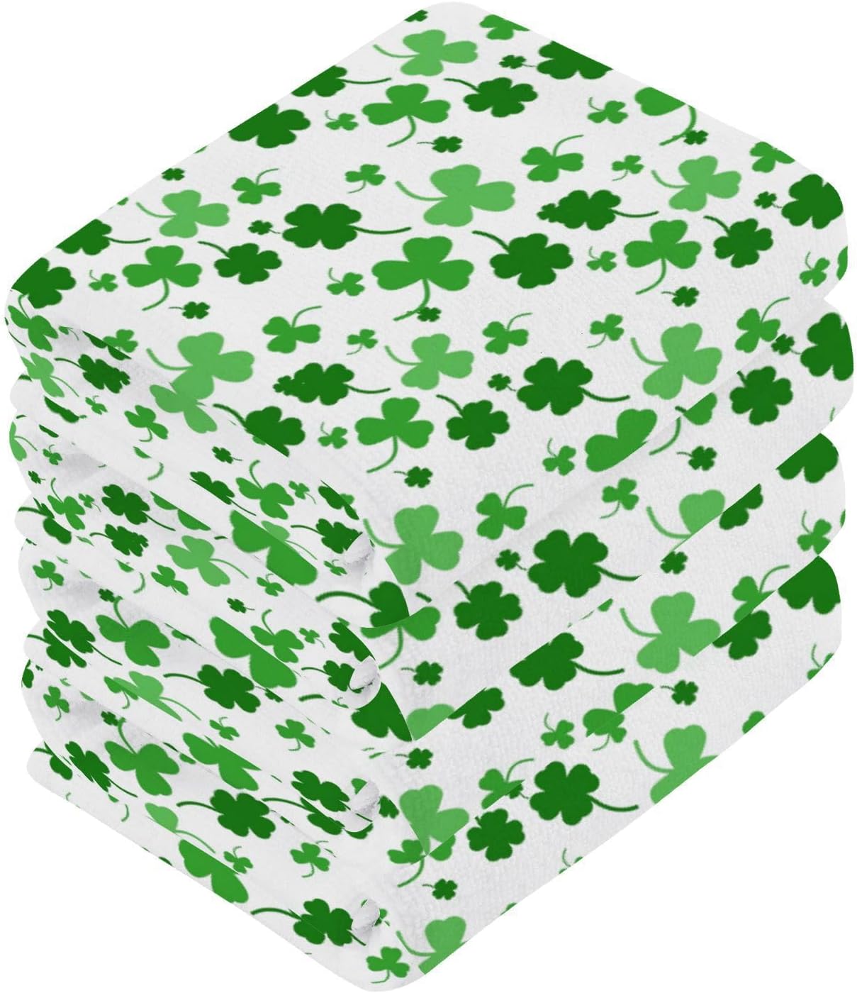 St Patricks Day Clover Washcloth Set - Soft absorbent reusable face towels