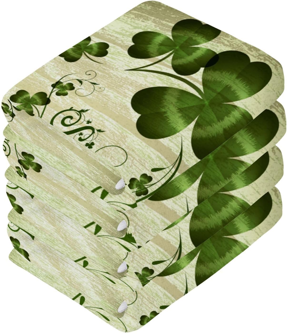 St Patricks Day Clover Washcloth Set - Soft Reusable 12x12