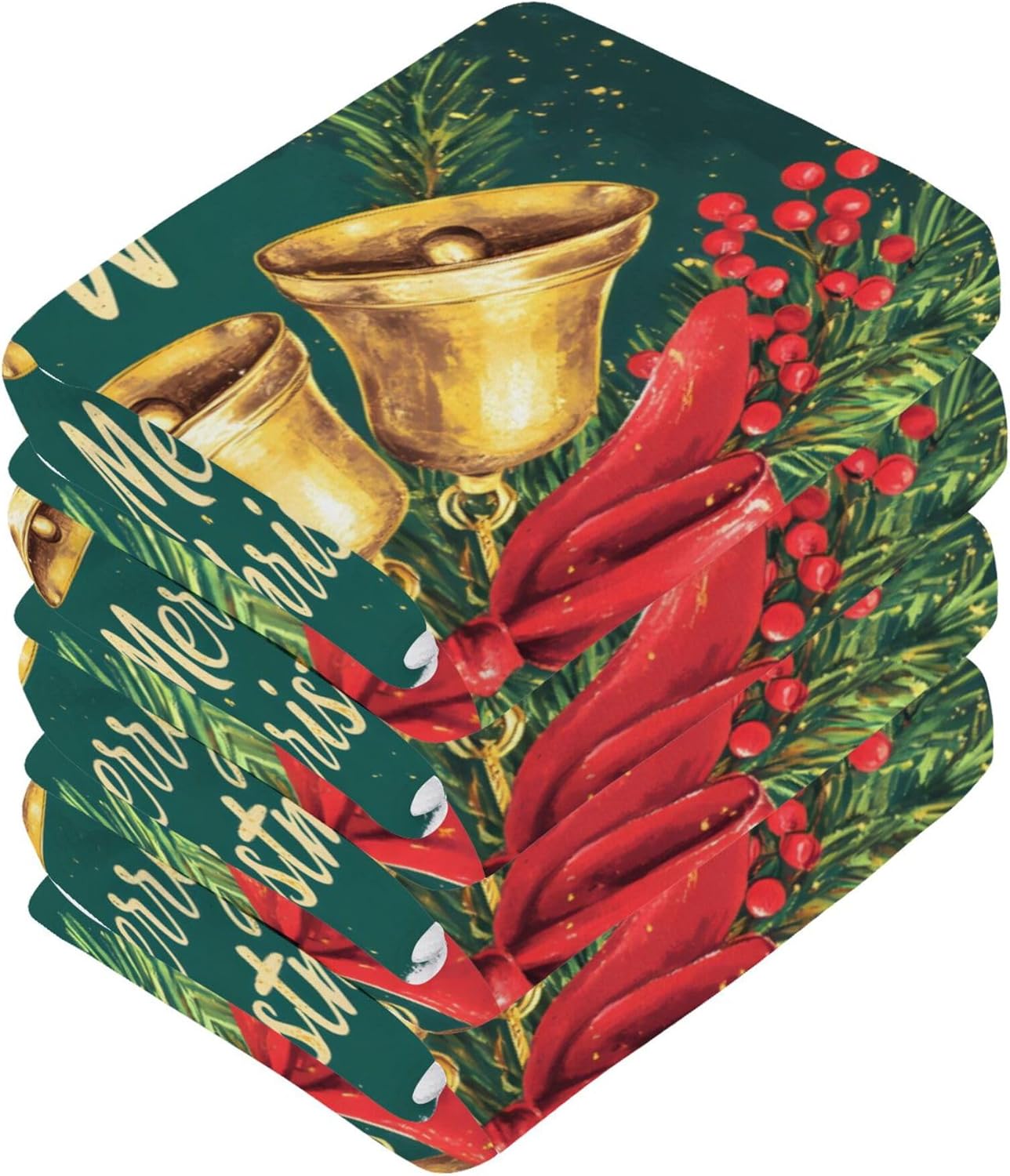 Xigua Christmas Golden Bells Washcloth Set