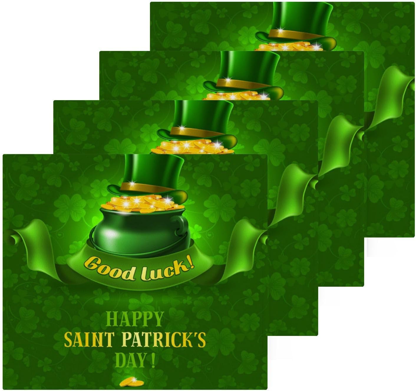 St Patricks Day Clover Washcloth Set