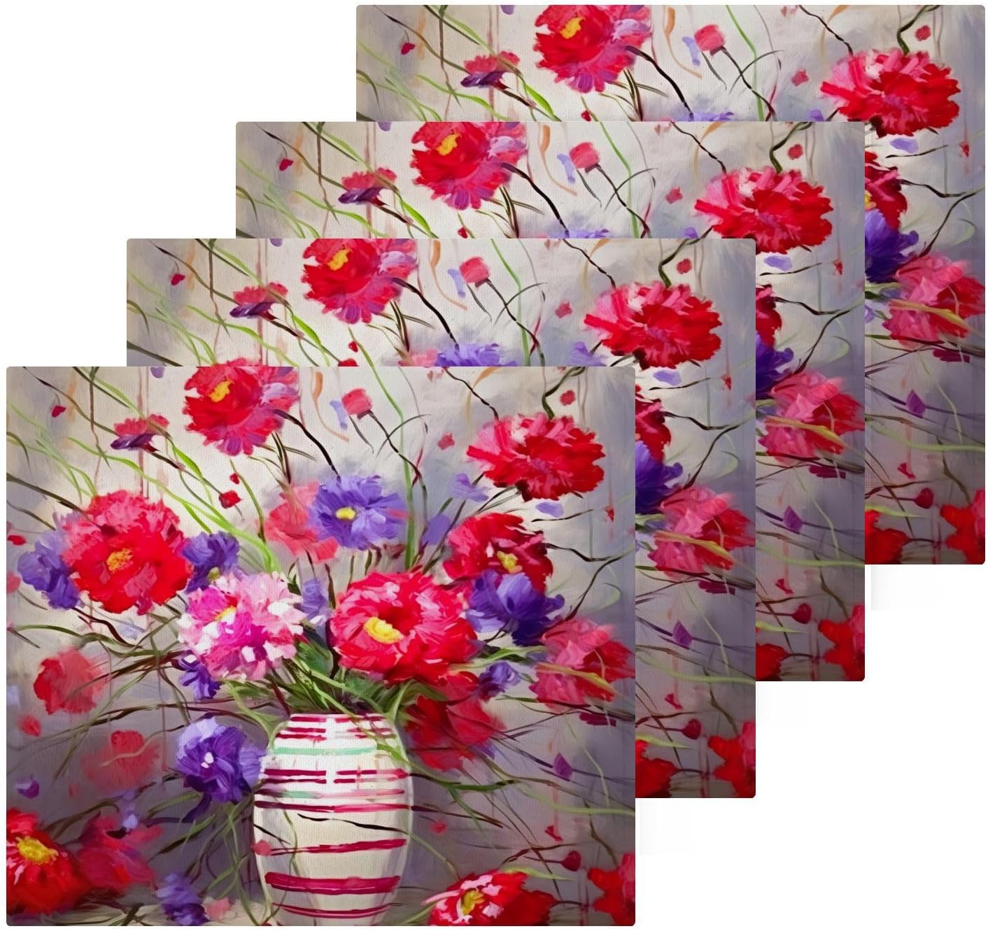 Red Flower Face Towels