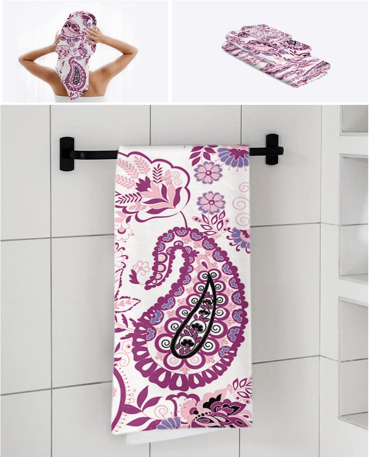 Elegant Microfiber Bath Towels Set Luxury Soft Quick-Drying for Home Kitchen