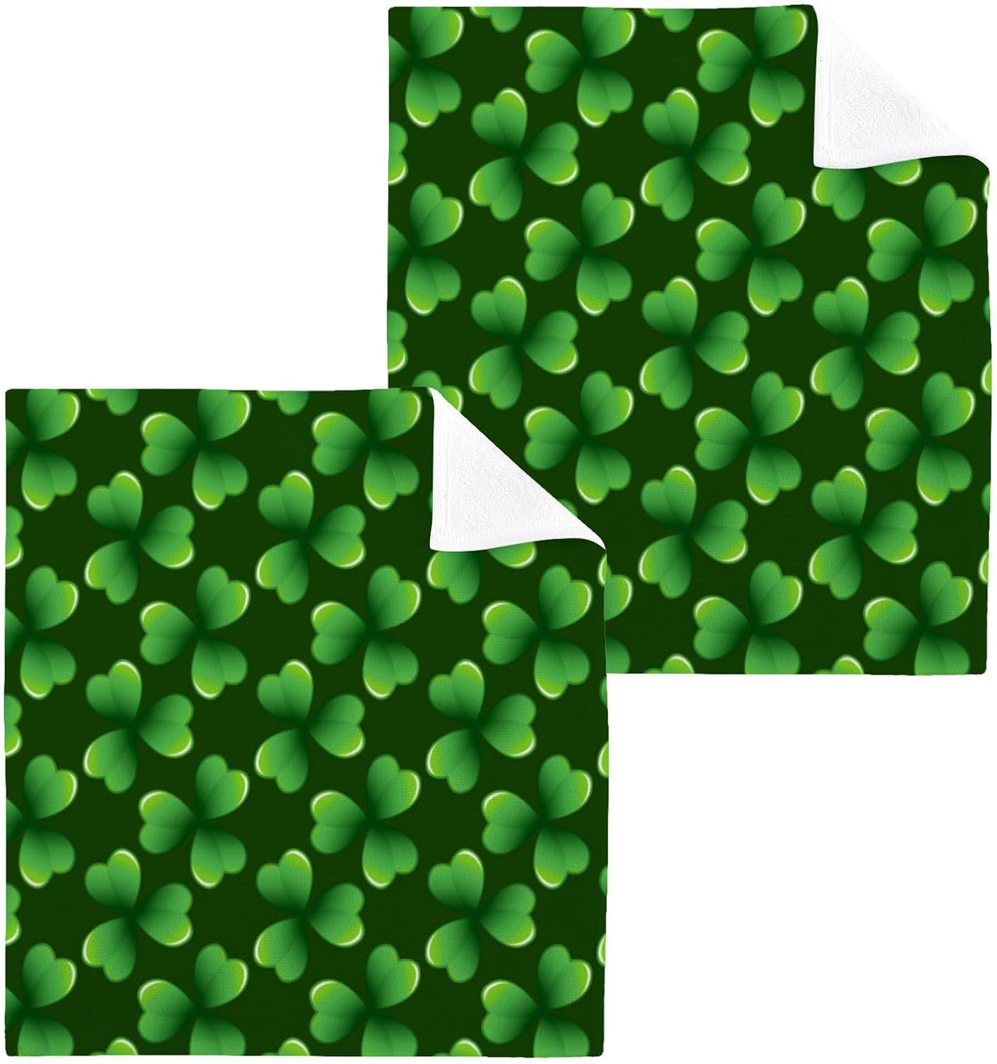 St Patricks Day Shamrock Washcloth 12x12 Soft Reusable