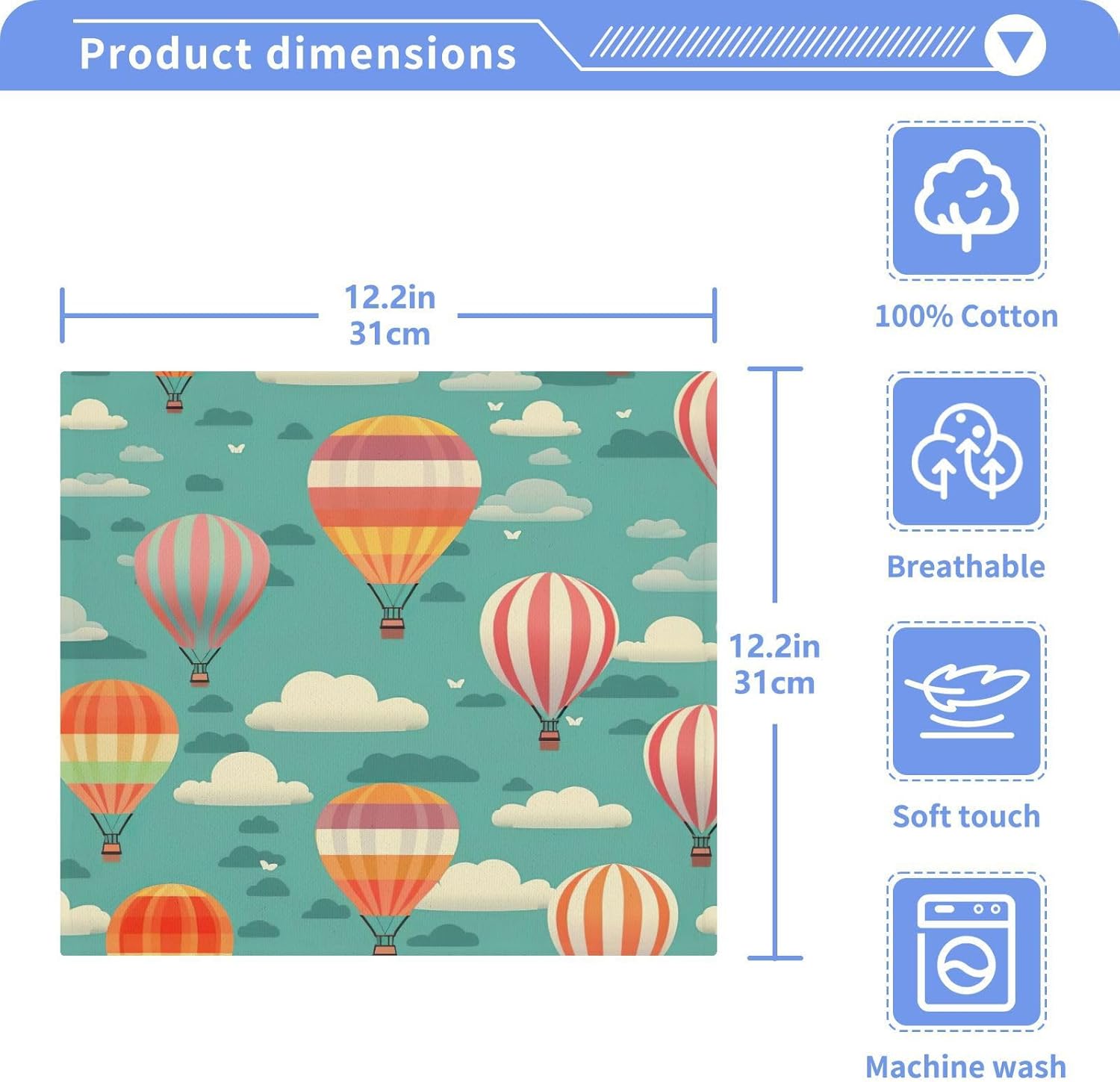 Yettastin Hot Air Balloon Washcloth Set 2 Pack