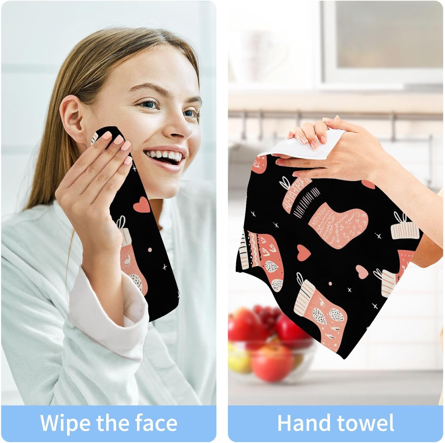 Xigua Christmas Stockings Washcloth Set