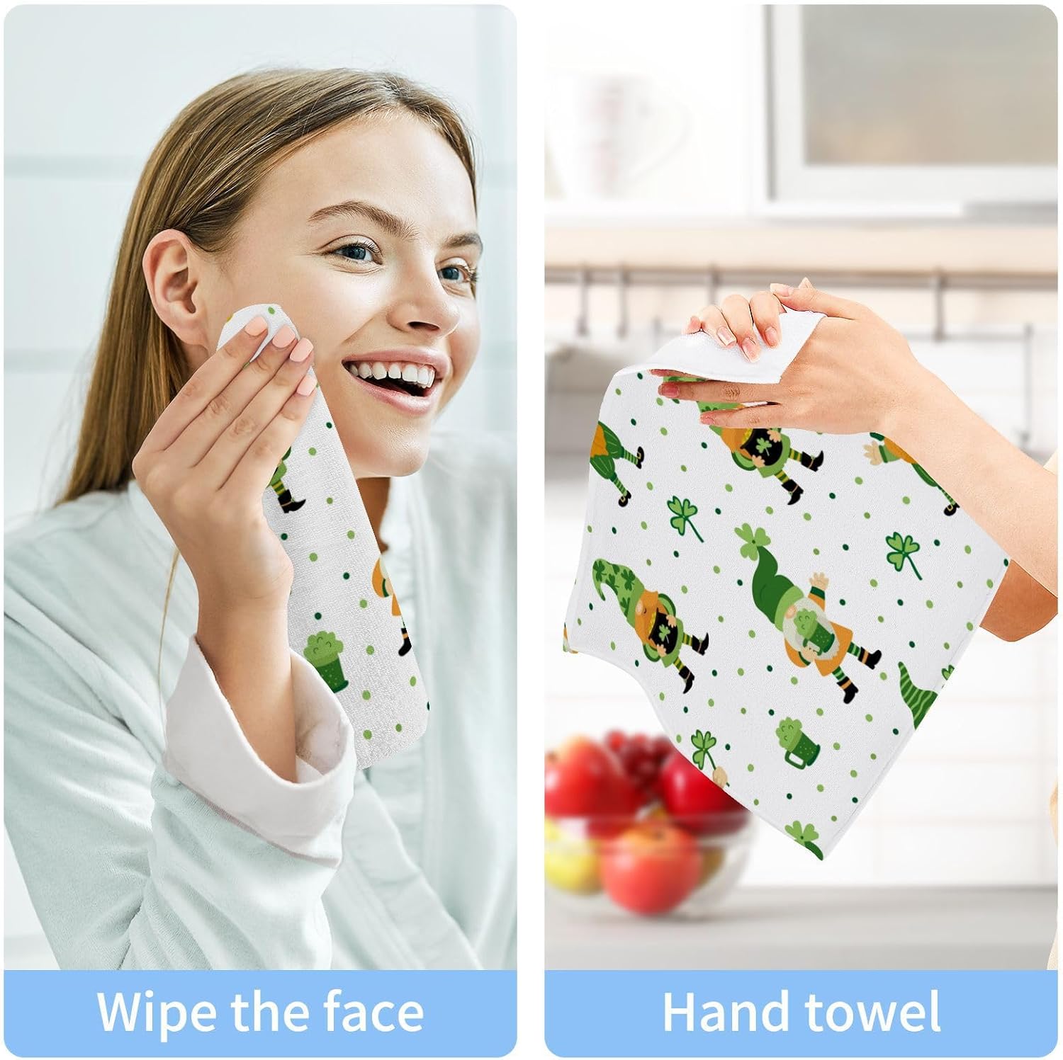 St Patricks Day Gnome Washcloths 2 Pack