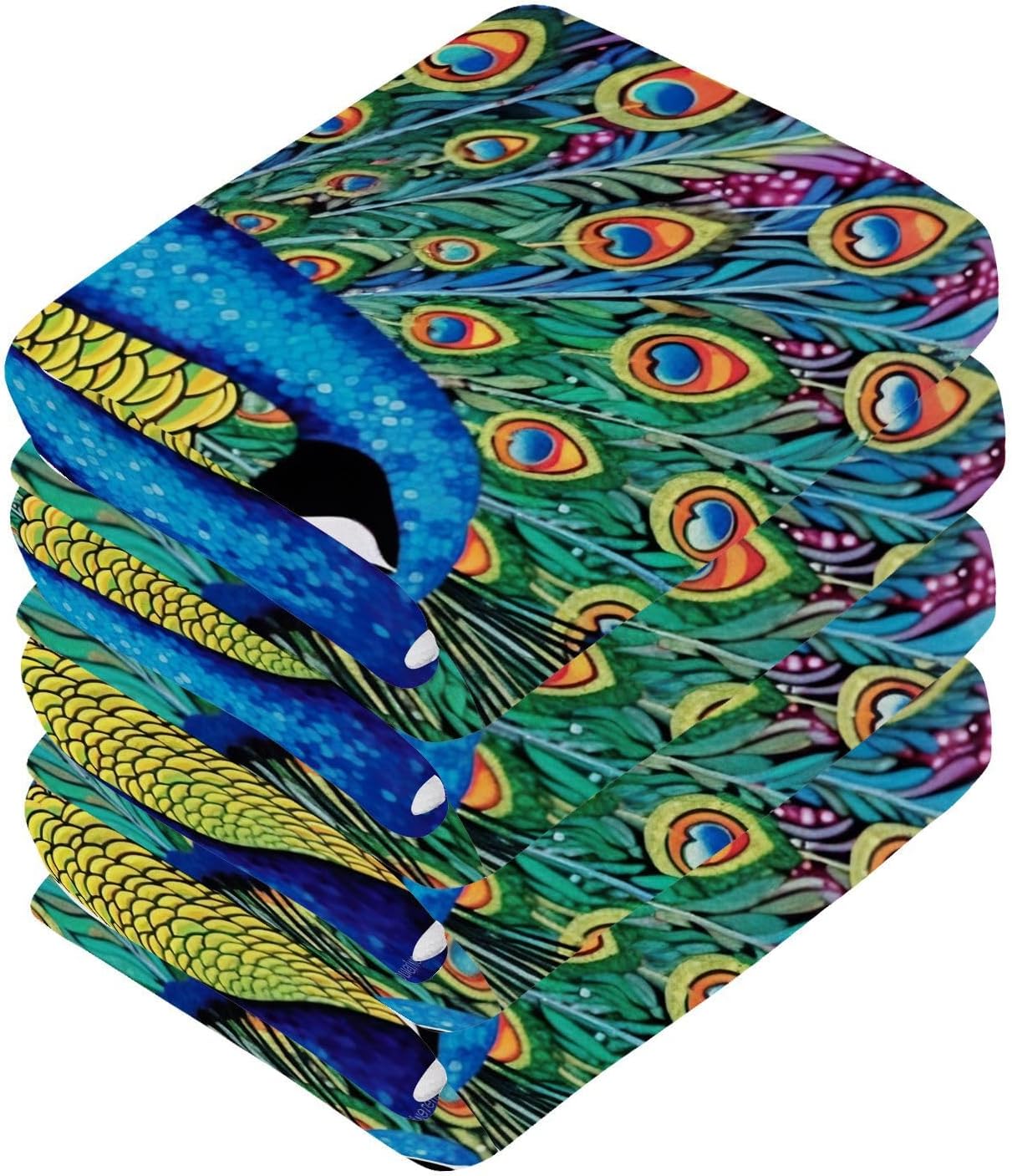 Peacock Washcloths 2 Pack Soft Absorbent Cotton Face Towels