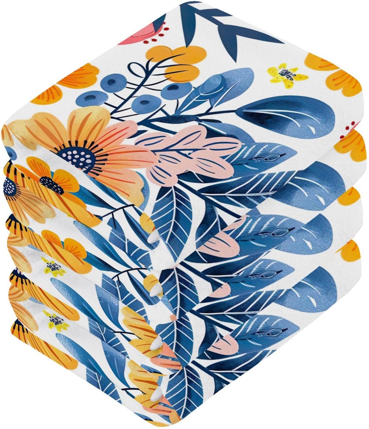 Flower Twig Washcloth Set for Babies 2-Pack Soft Reusable 12x12 Inch