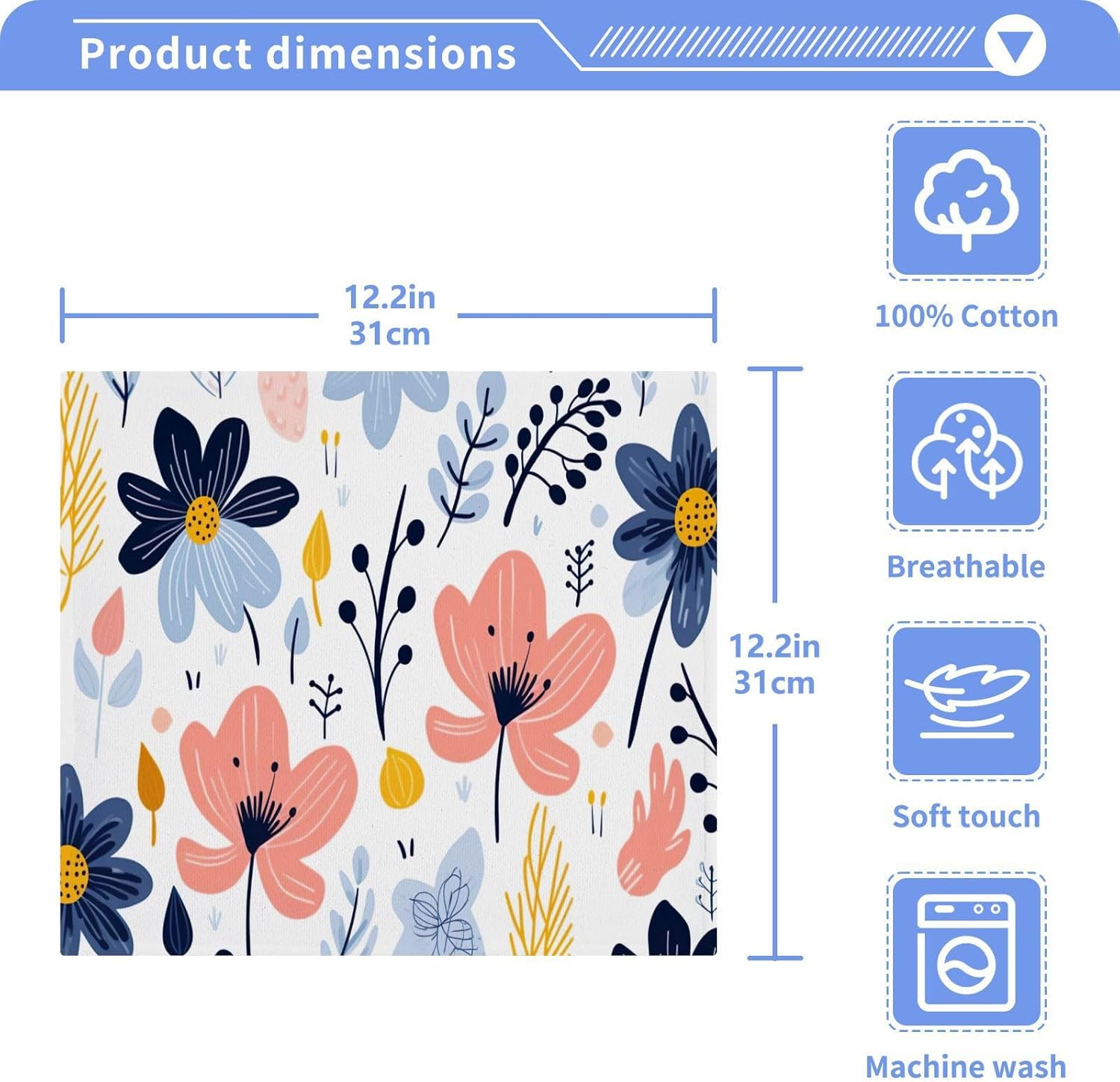 Cartoon Flower Washcloth Set x2 Perfect for Home Travel