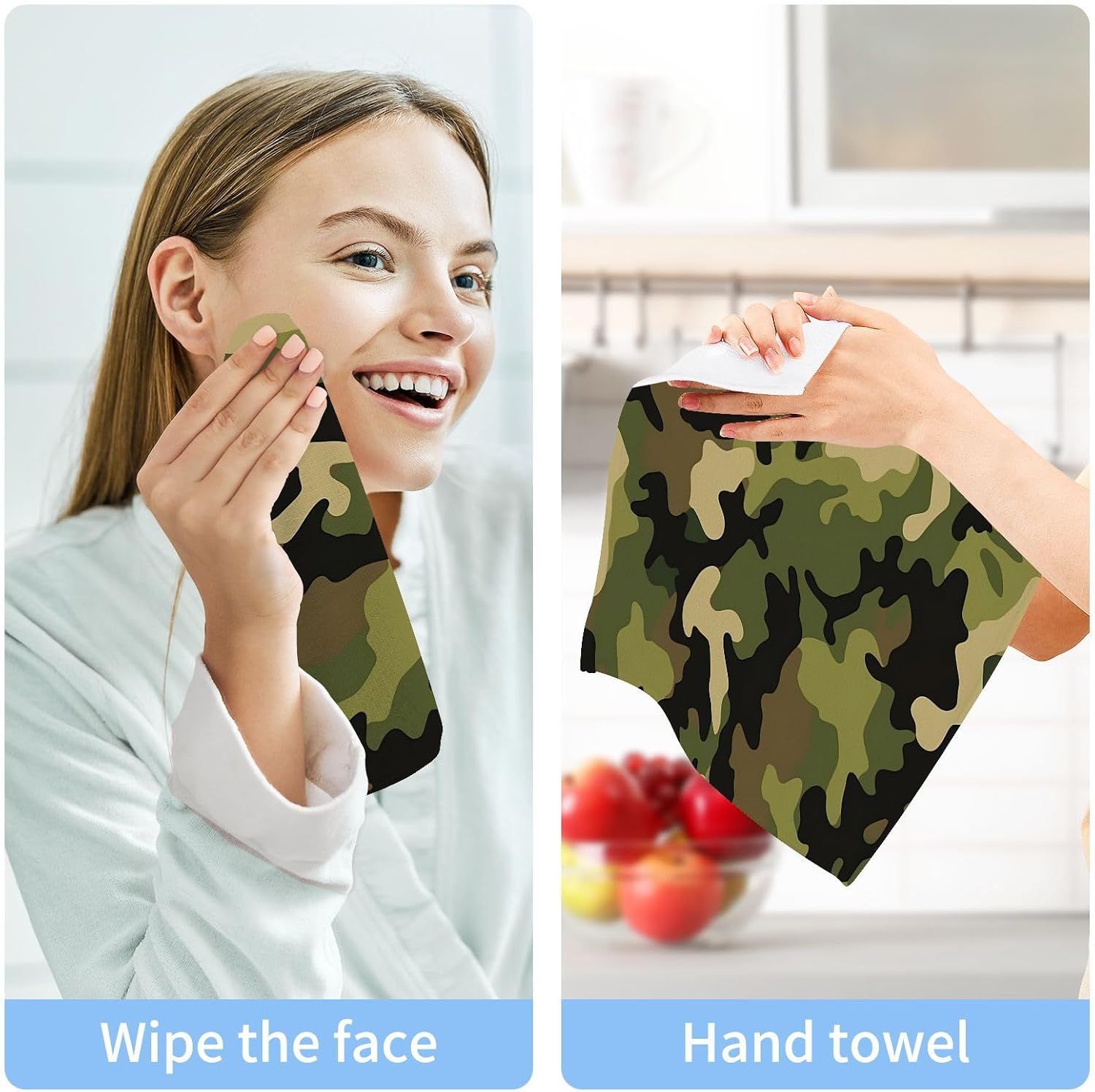 Camo Washcloths 2 Pack Soft Absorbent Cotton Face Towels