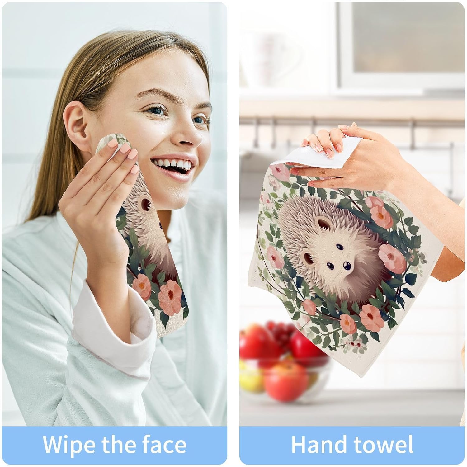 Hedgehog Washcloth for Babies Soft Absorbent Reusable Fingertip Towels