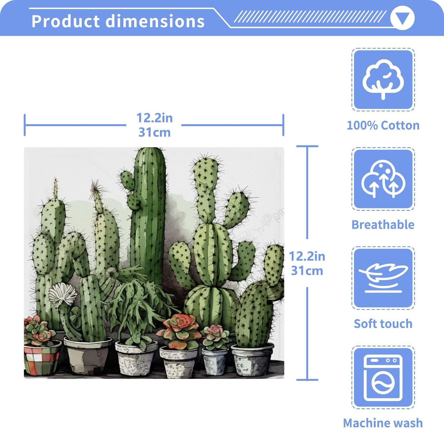 Reusable 12x12 Washcloth Soft Durable Cactus Wasser Resargeting