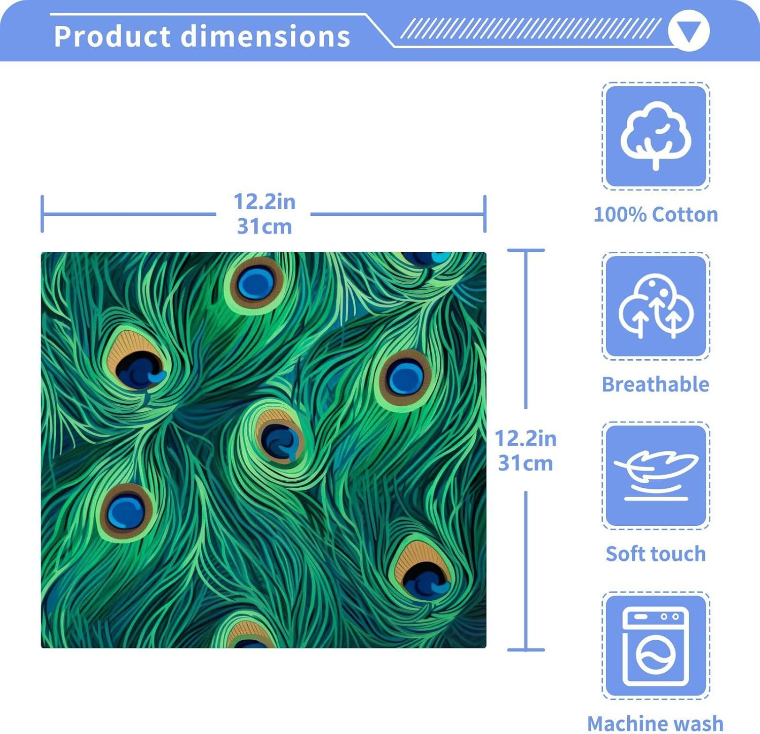 YETTASBIN Peacock Feather Washcloths 2 Pack 1