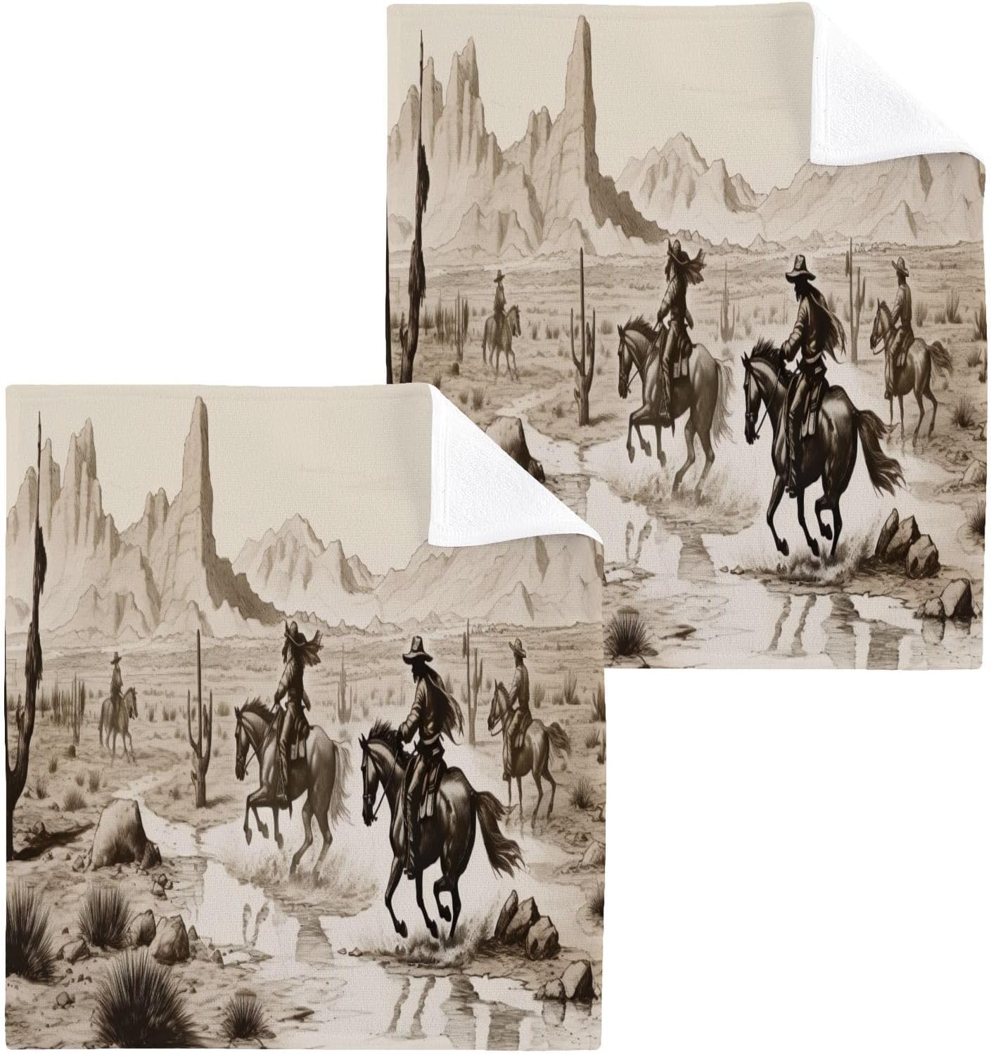 YETTASBIN Cowboy Washcloth Set 2-Piece Skin-Soft Reusable Multiple Uses