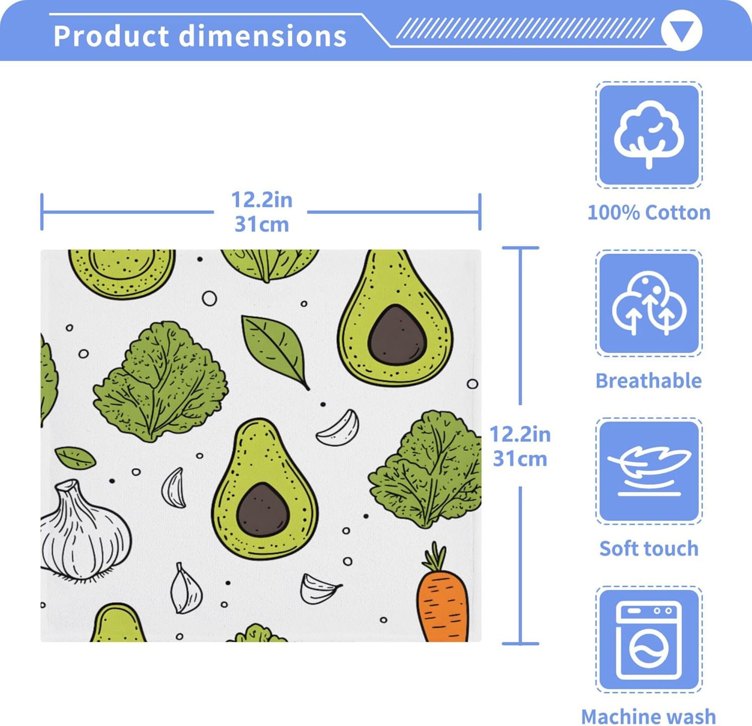 Xigua Avocados Washcloth Set - Fast-Drying Absorbent and Multi-Purpose Towels