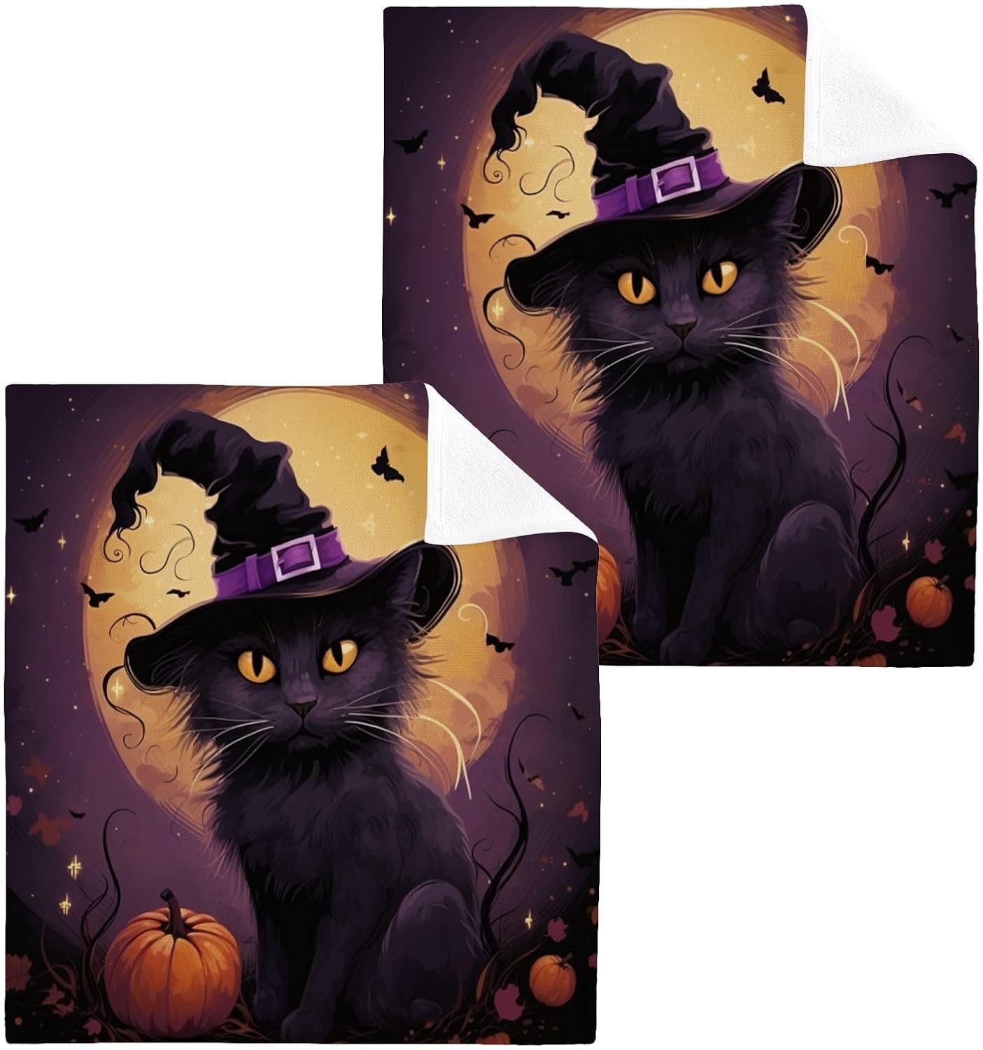 Halloween Cat Washcloths 2 Pack