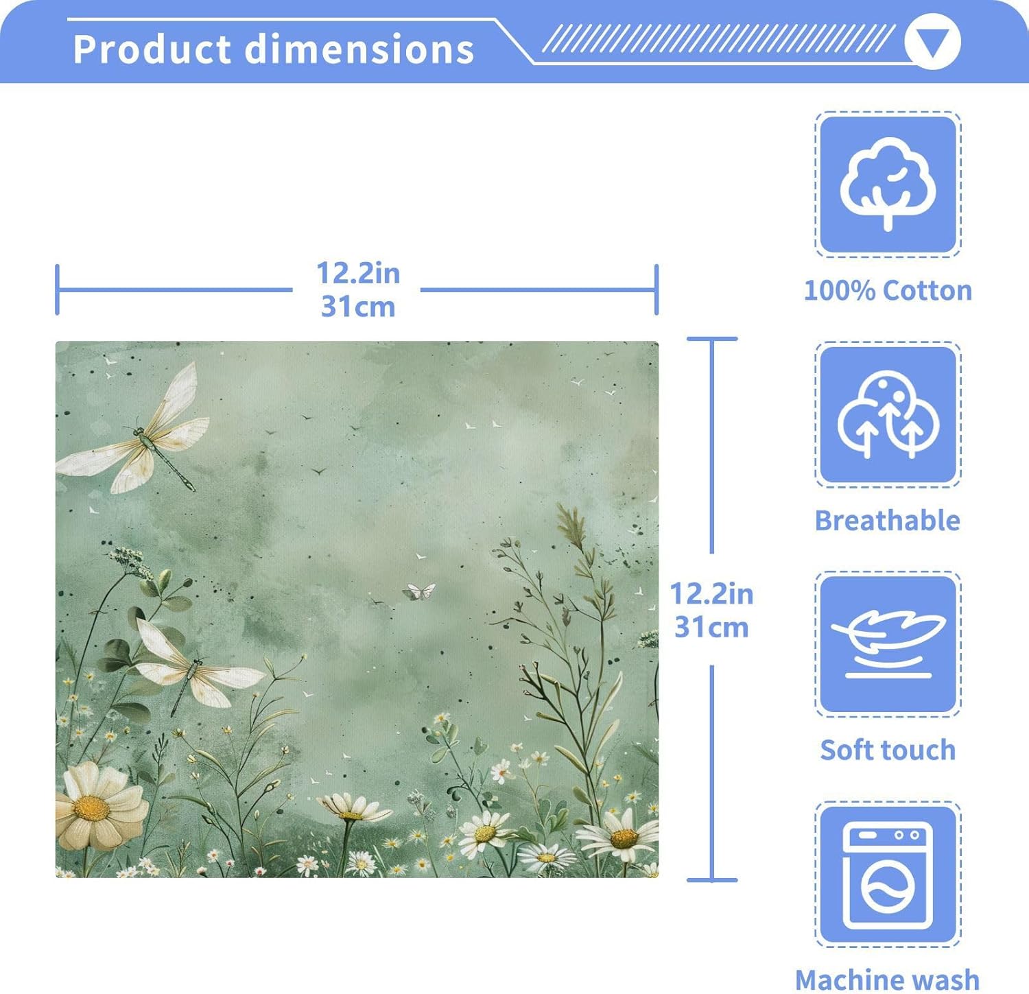 Dragonfly Soft Washcloth Set 2-Piece 12x12 inches