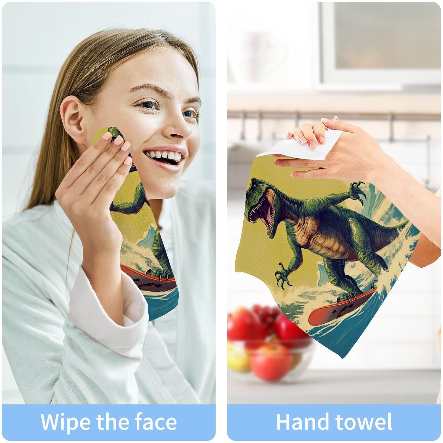 Perfect Size Soft Absorbent Dinosaur Washcloth Set for Babies