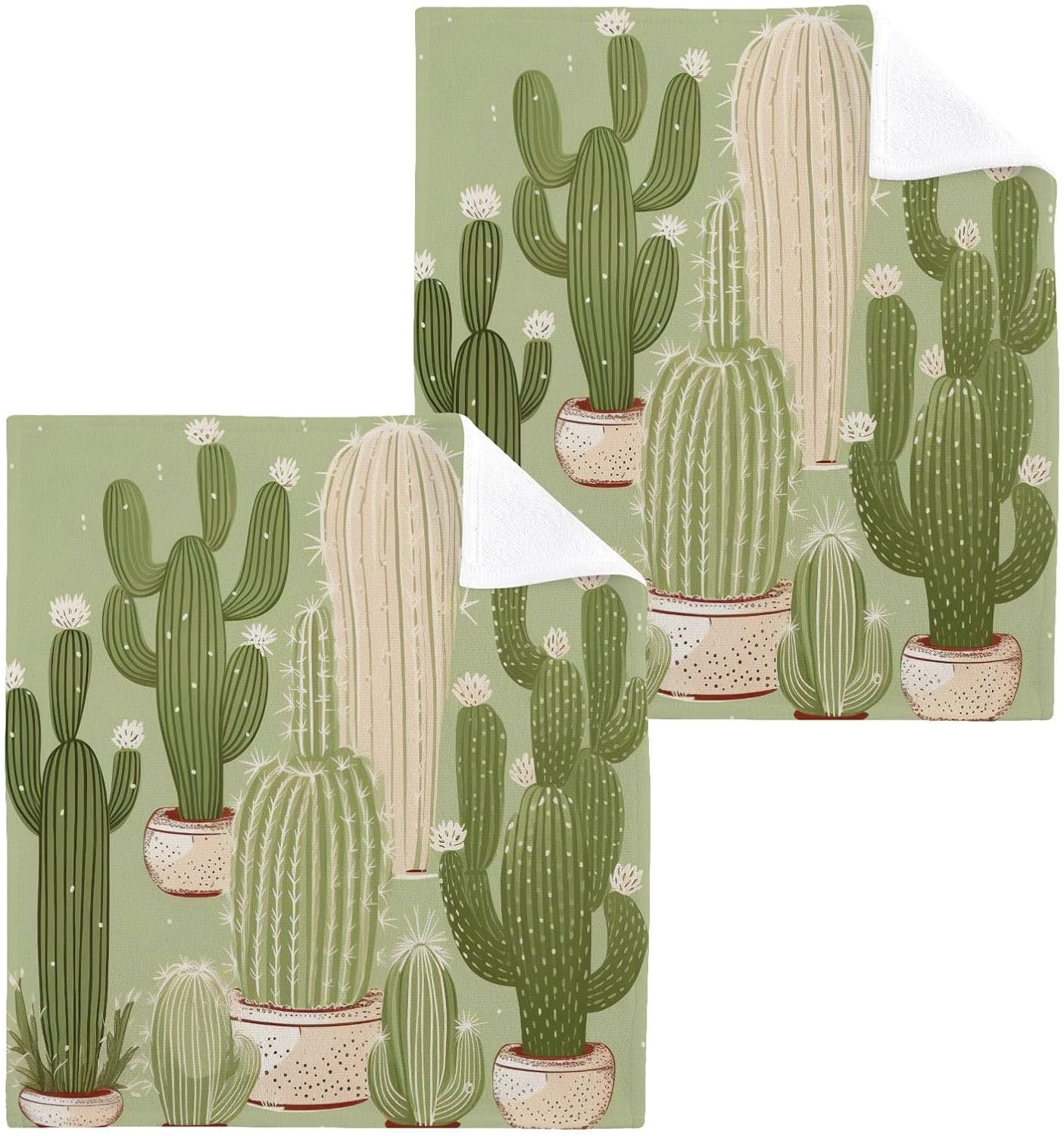 Cactus Washcloth 2-Pack Soft Reusable Bathteach Towels